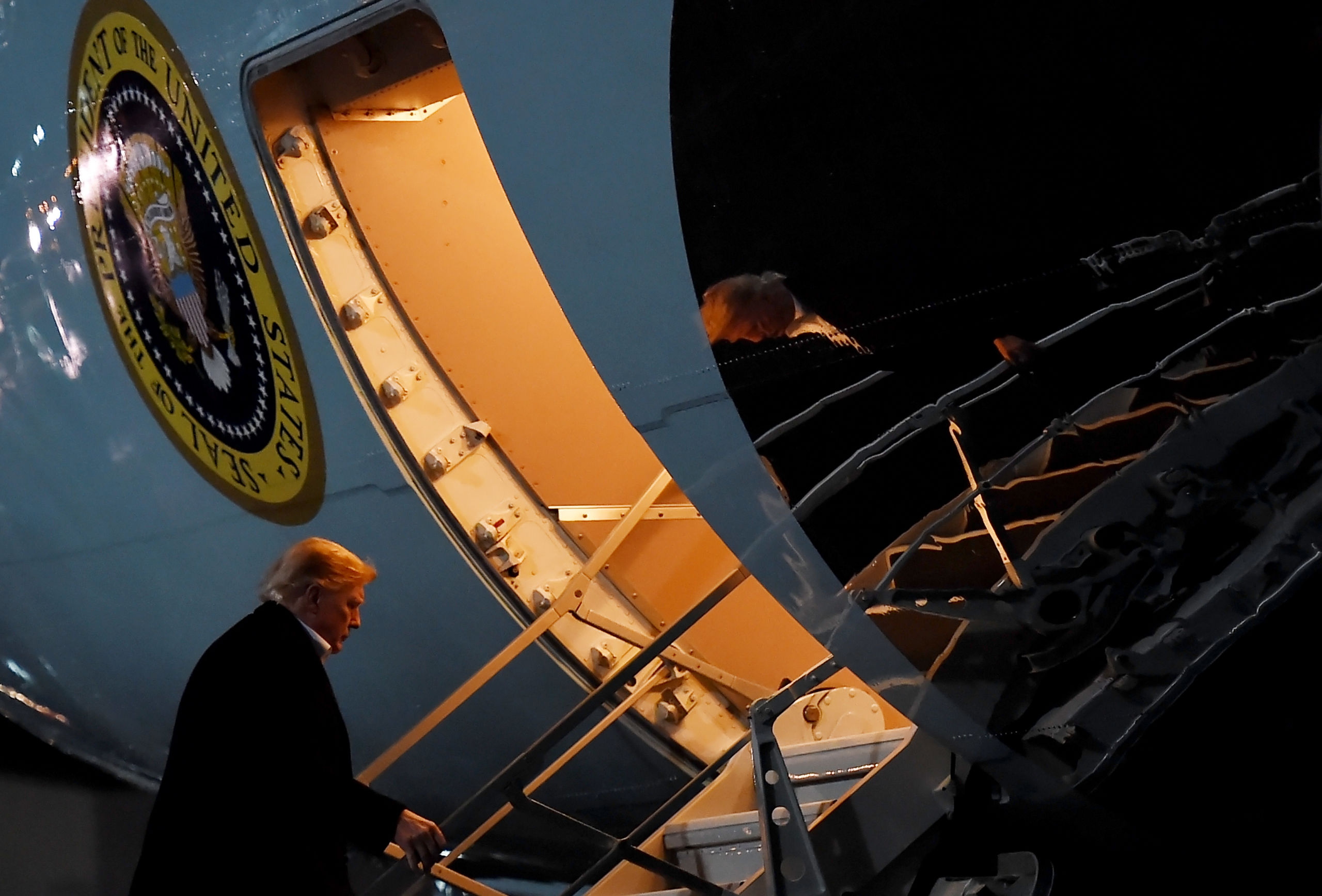 Donald Trump op Ramstein Air Base, Duitsland