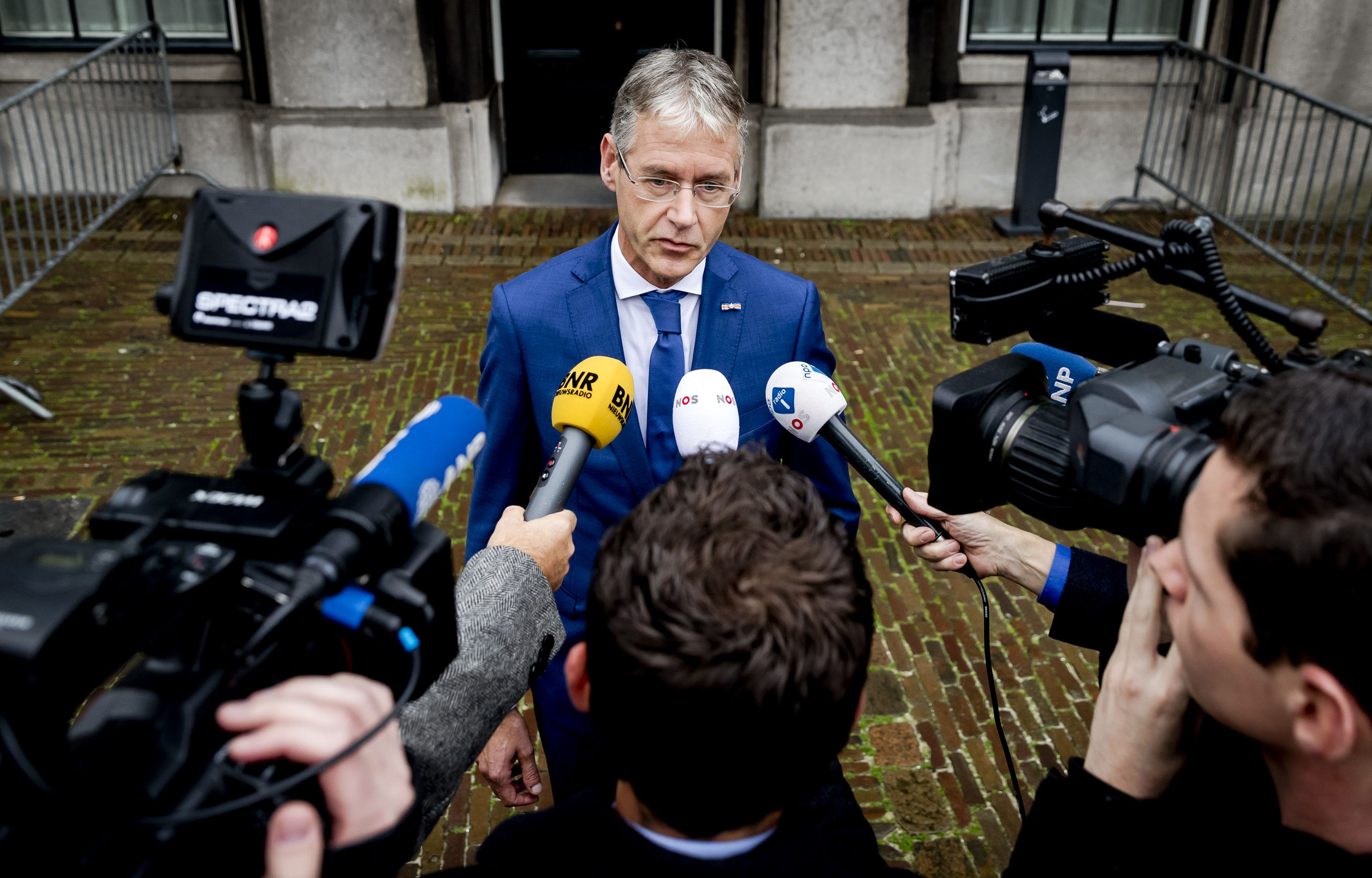 Arie Slob (CU) na afloop van een gesprek met formateur Mark Rutte.