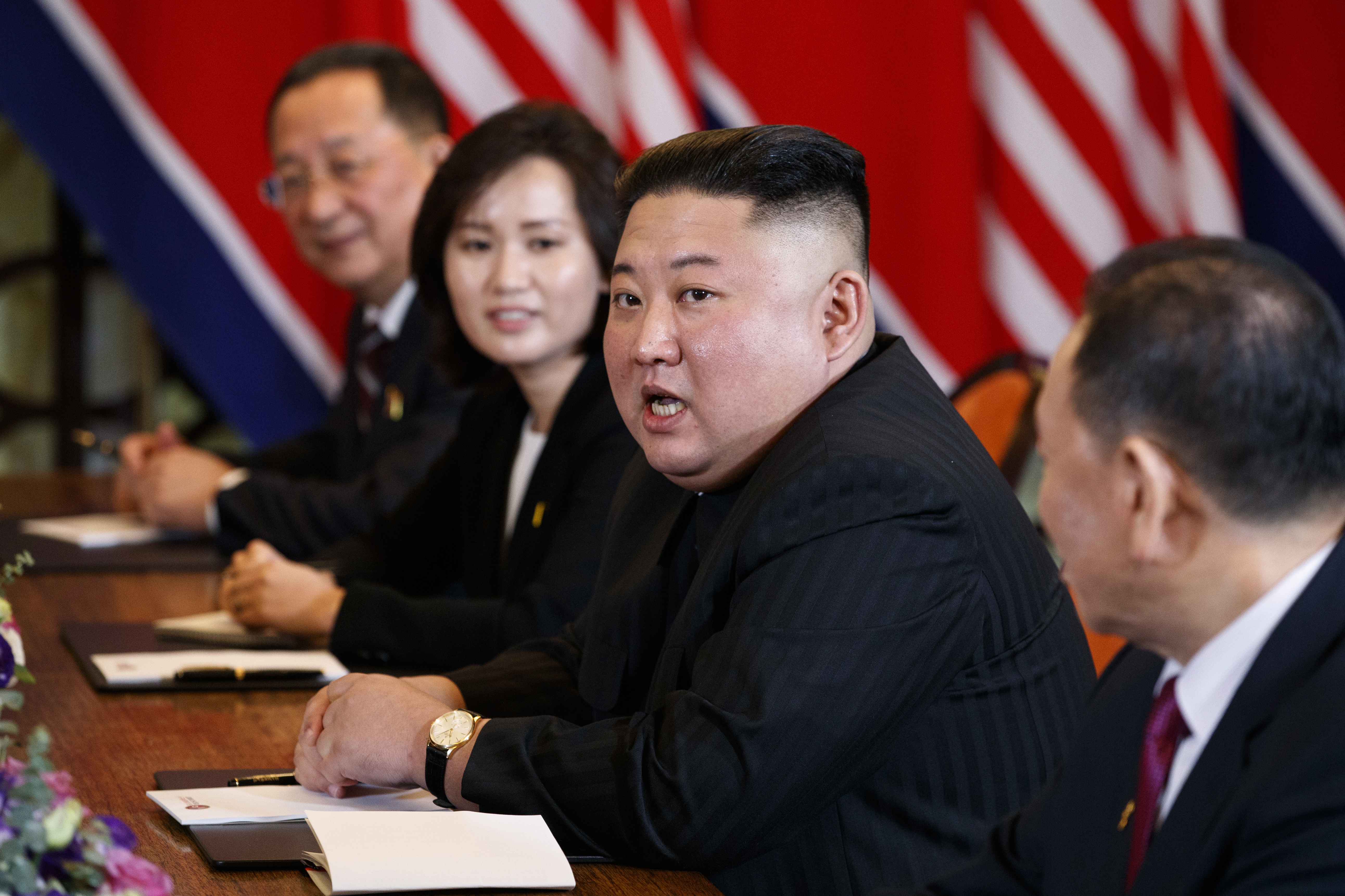 North Korean leader Kim Yong-un said 'such satellites can detect the movement of forces and fleets.  North Korea is also said to be using satellites to launch nuclear weapons.  This creates much less security for America.  (AP Photo/Evan Woosey)