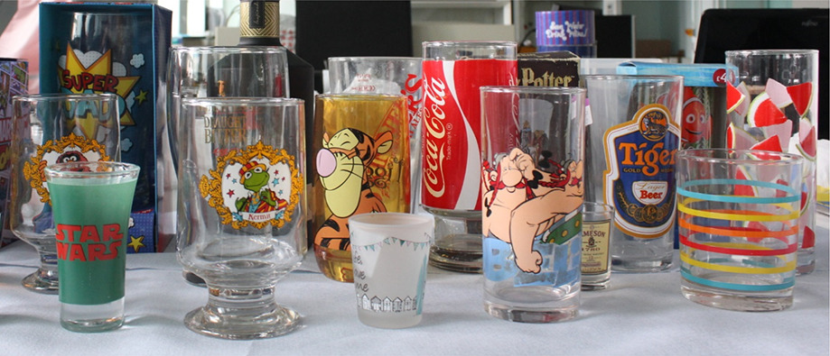Een aantal van de glazen die in het onderzoek gebruikt zijn