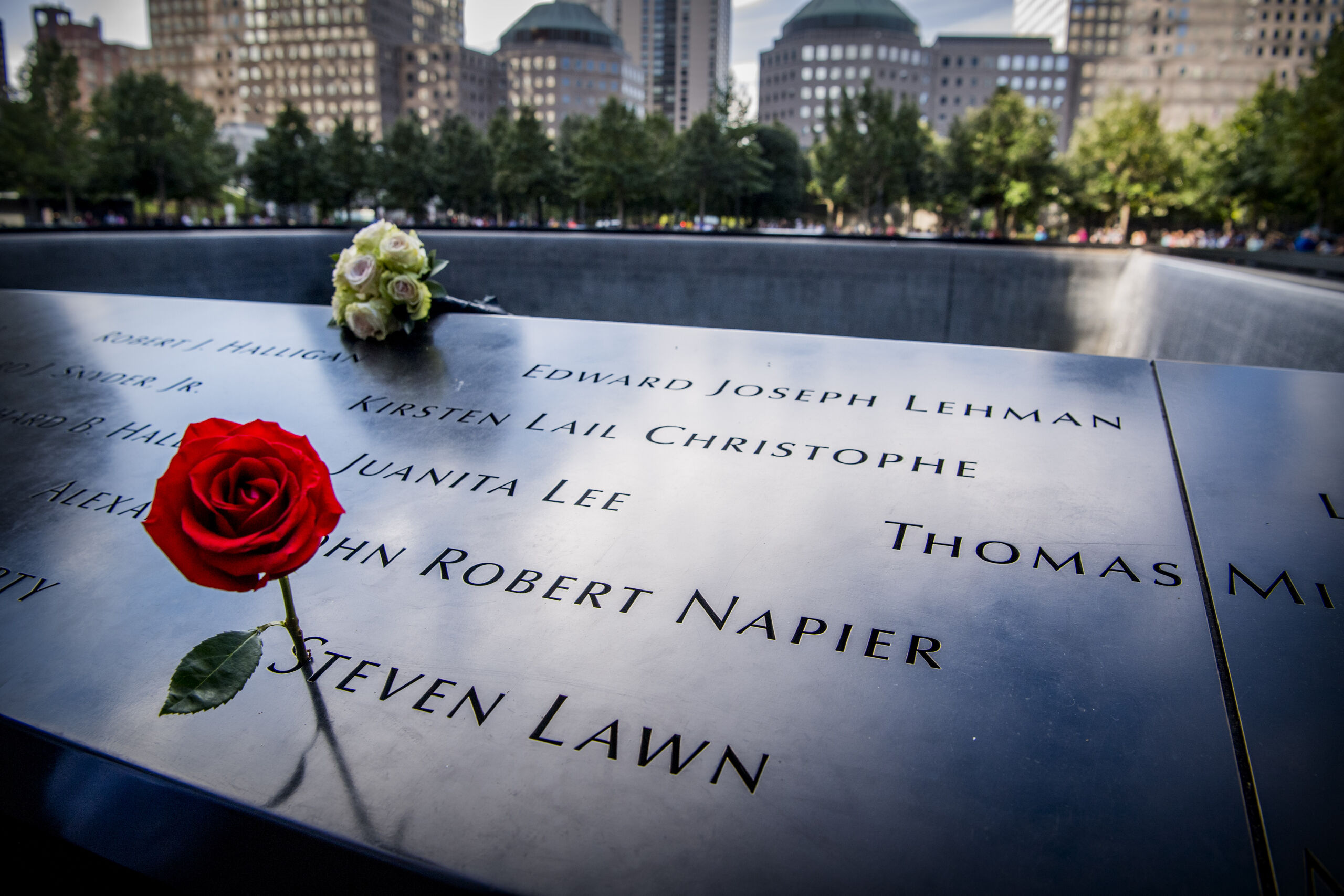 De herdenkingsmonument voor 9/11 op de plek waar de Twin Towers stonden.