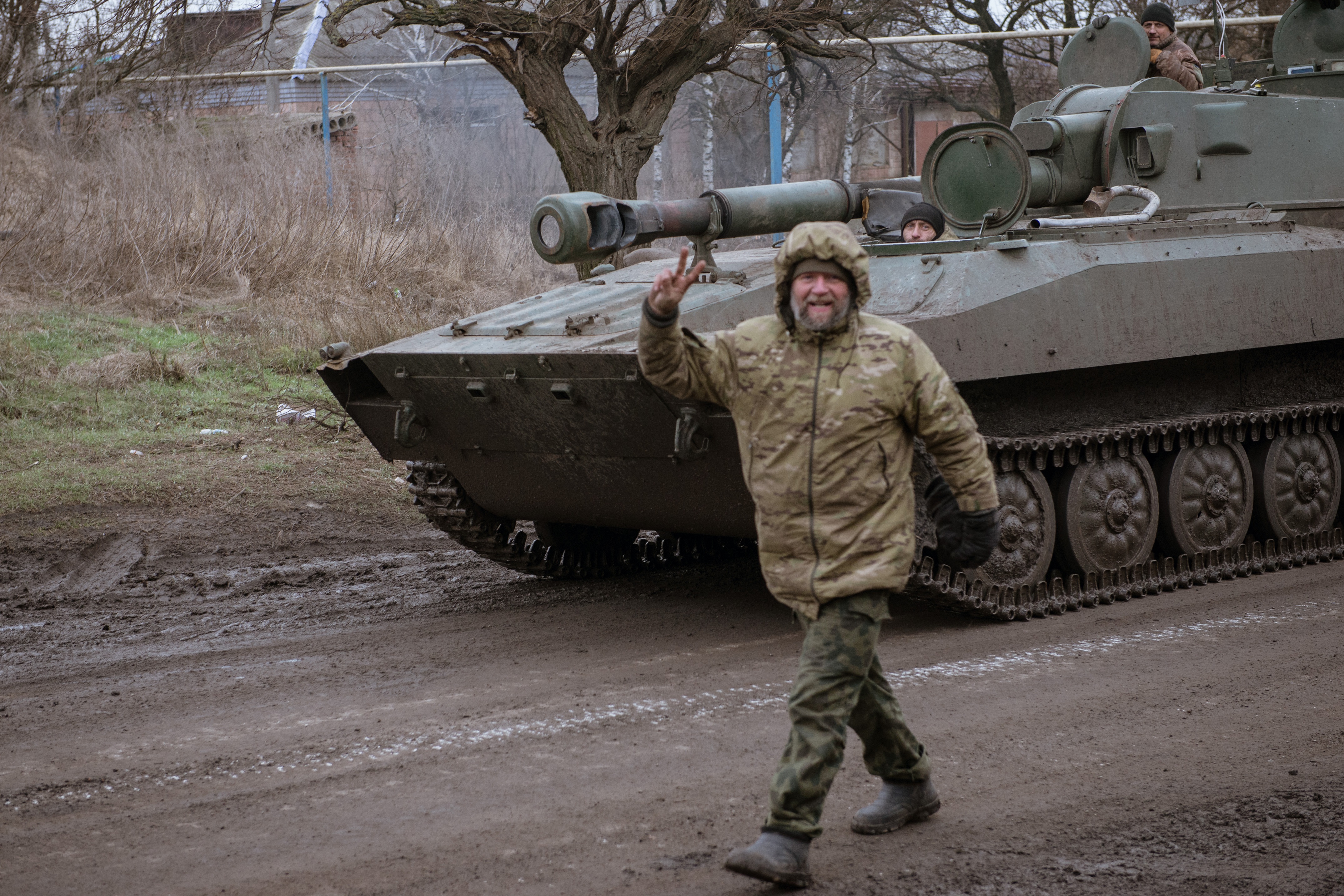 A Ukrainian armored vehicle near Avdiivka.  Andre Luis Alves / Anatolu