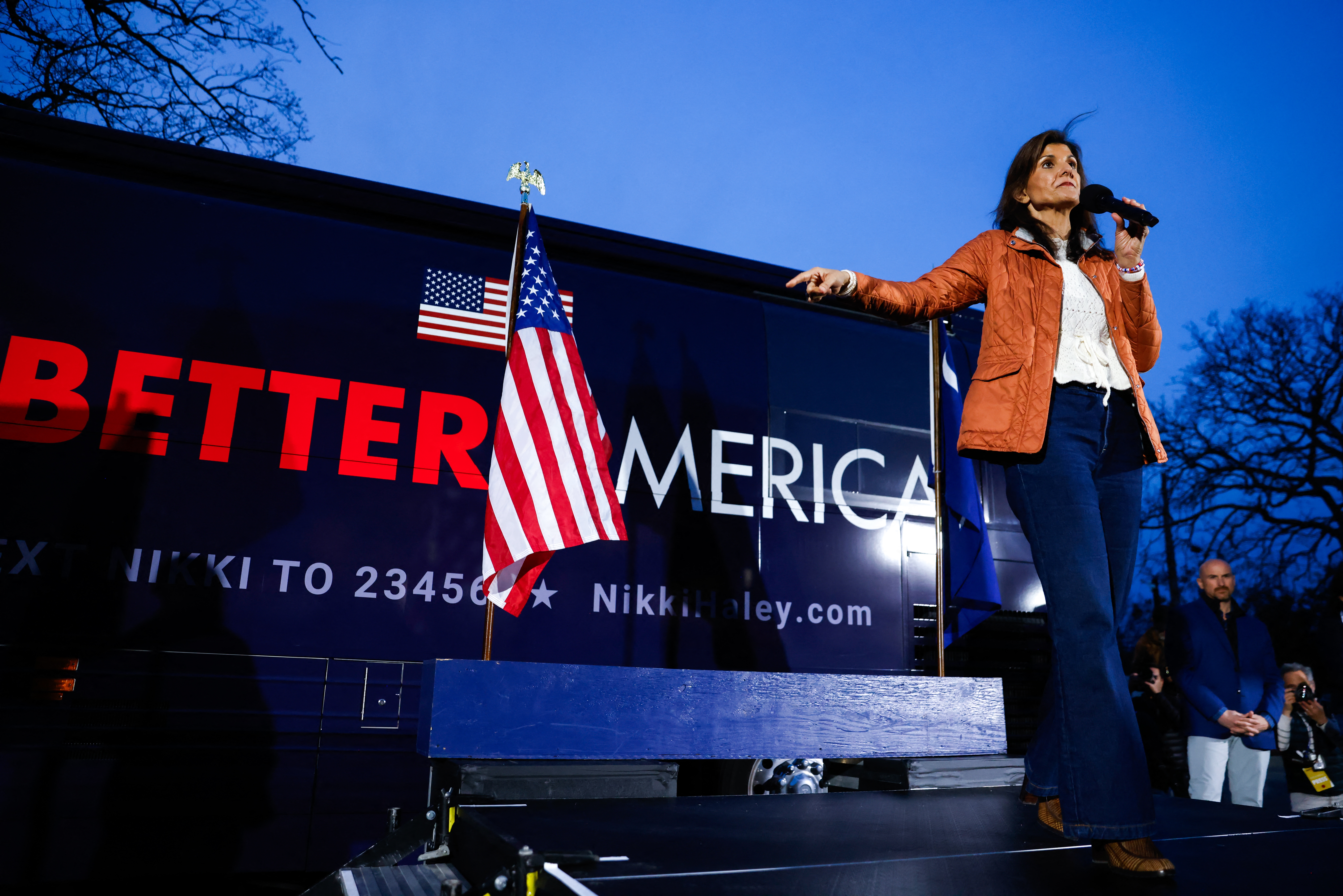 Nikki Haley, US Republican presidential candidate and former ambassador to the United Nations, speaks during a campaign rally in Myrtle Beach, South Carolina, on February 22, 2024. The South Carolina Republican Party presidential primary is scheduled for February 24, 2024. Julia Nikhinson/ AFP