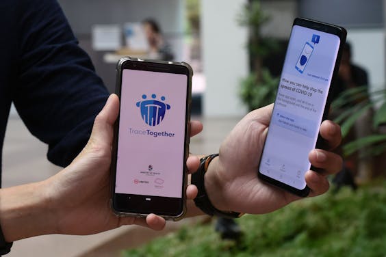 De app TraceTogether, één van de middelen waarmee Singapore het coronavirus binnen de perken houdt.