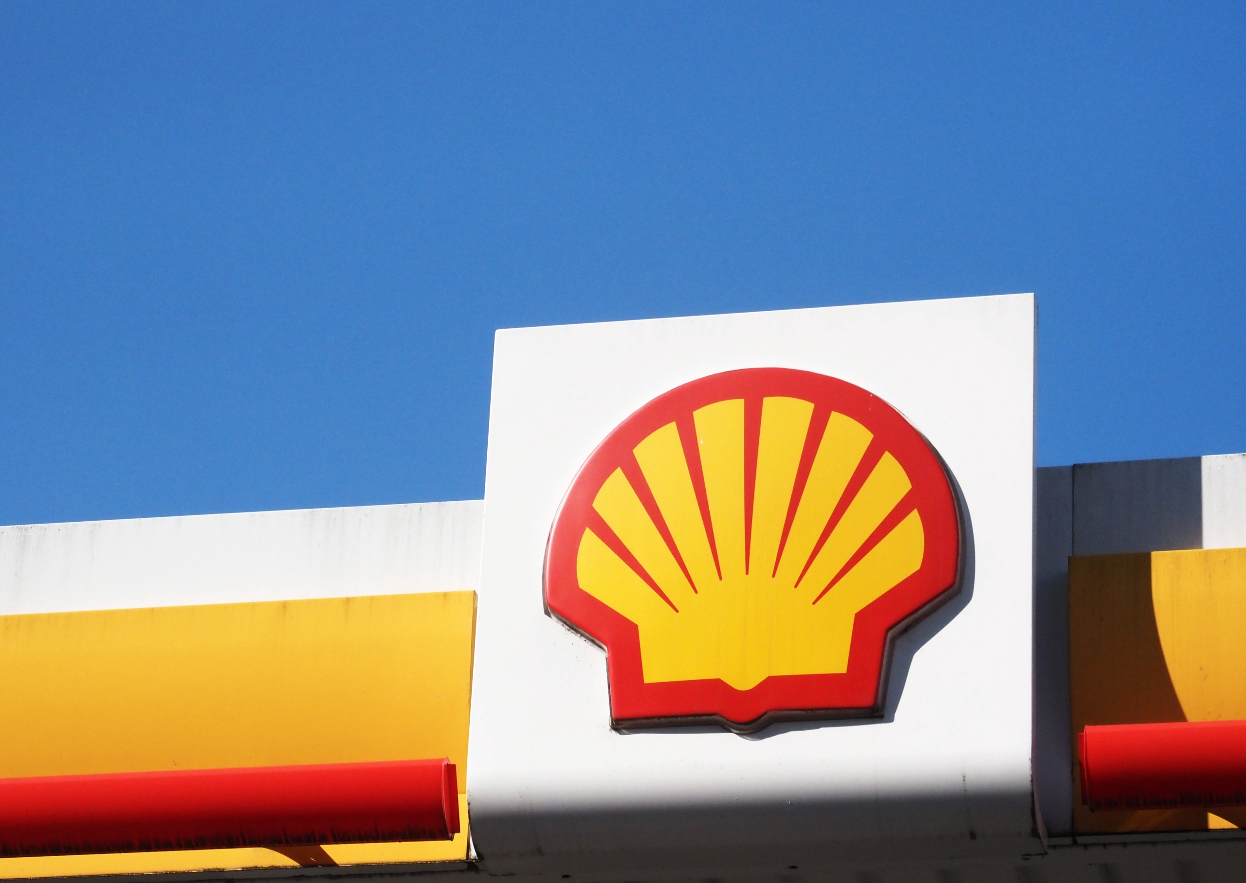 The Shell logo appears on the blue sky.  (Photo by Igor Golovnyov/SOPA Images/Sipa USA)