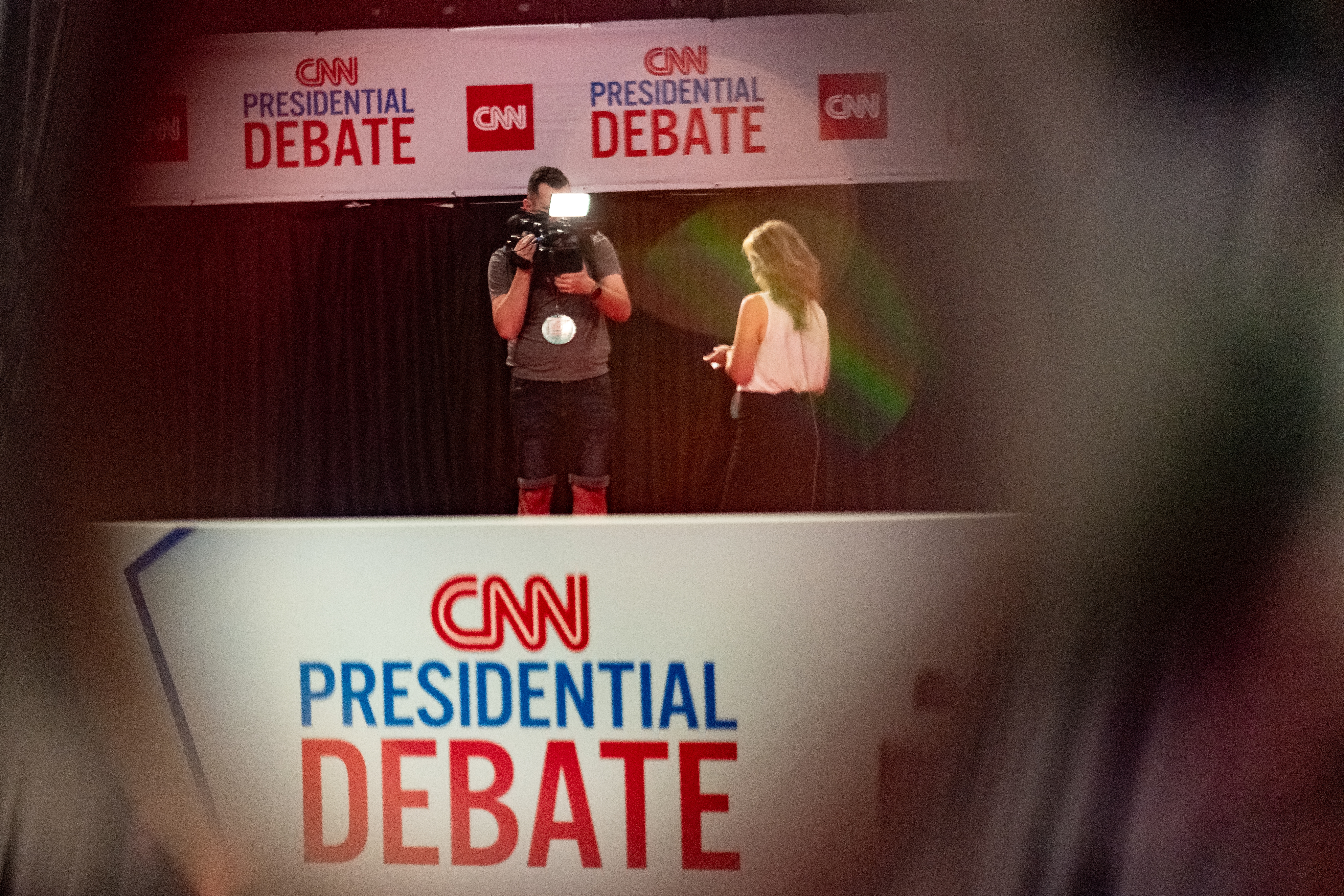 The room where CNN will host the first debate of the US presidential election tonight.