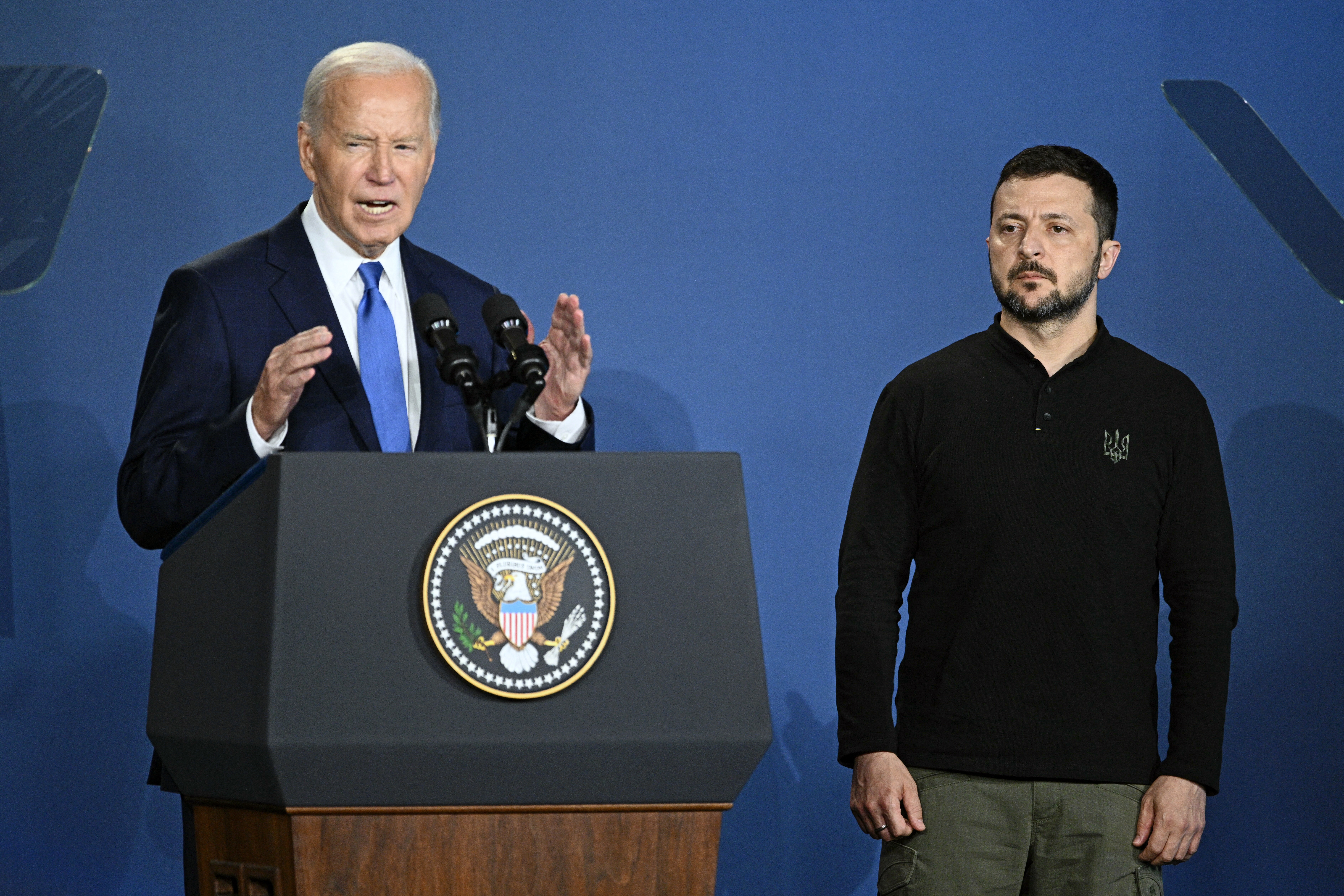 De Oekraïense president Zelensky met de Amerikaanse president Biden.