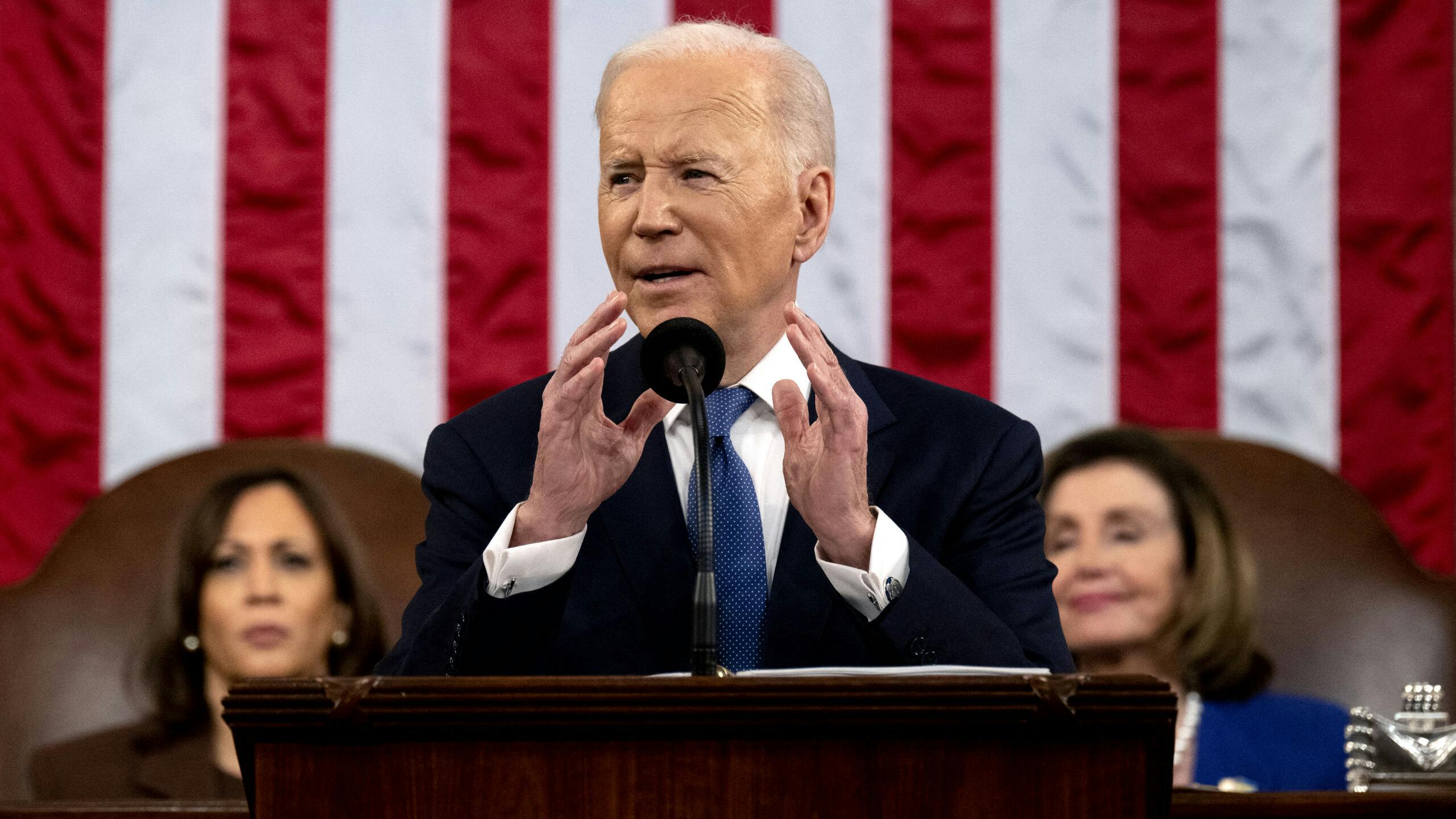 President Joe Biden tijdens zijn eerste State of the Union-speech.