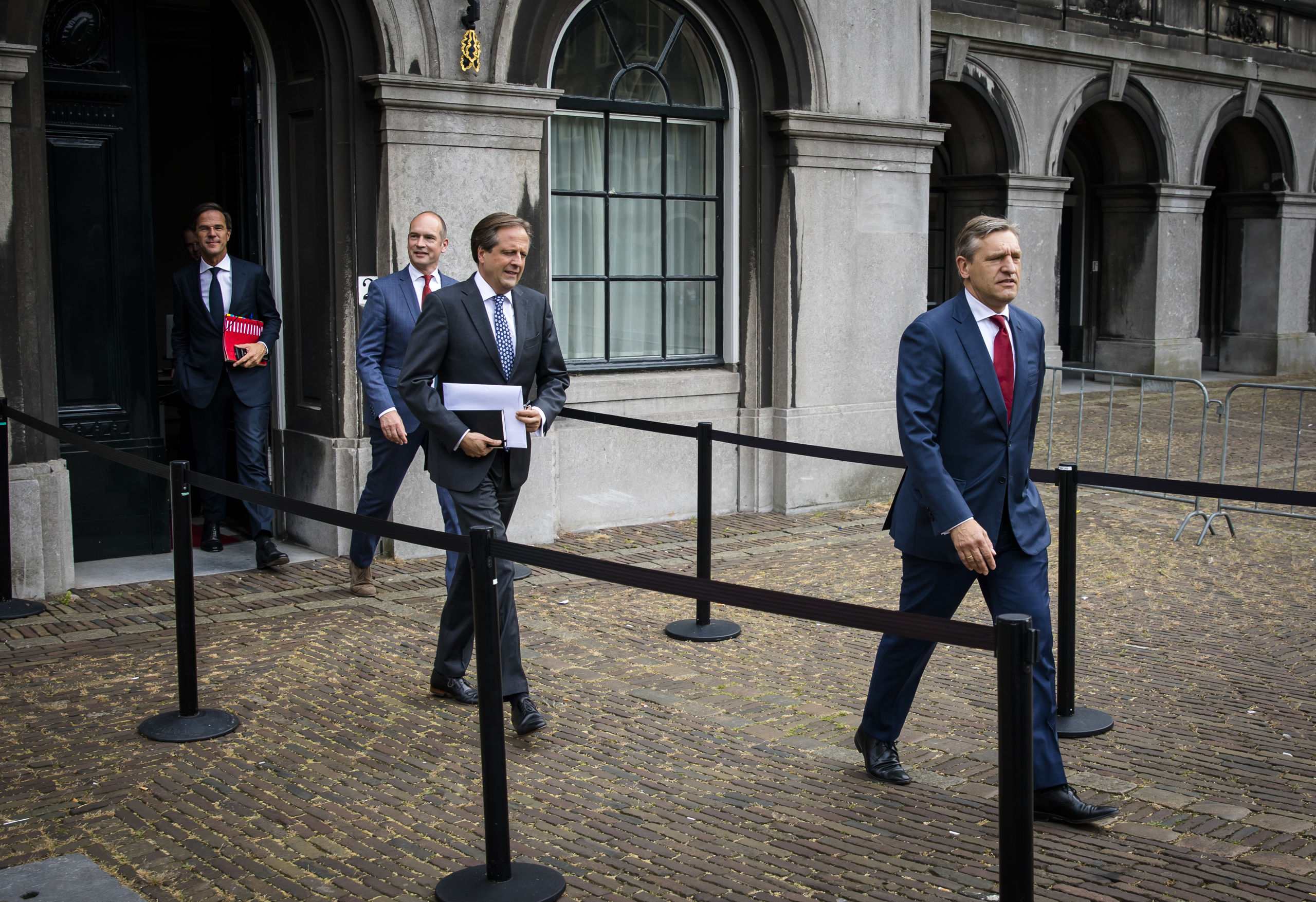 (VLNR) Premier Mark Rutte (VVD), Gert-Jan Segers (Christenunie), Alexander Pechtold (D66) en Sybrand Buma (CDA).