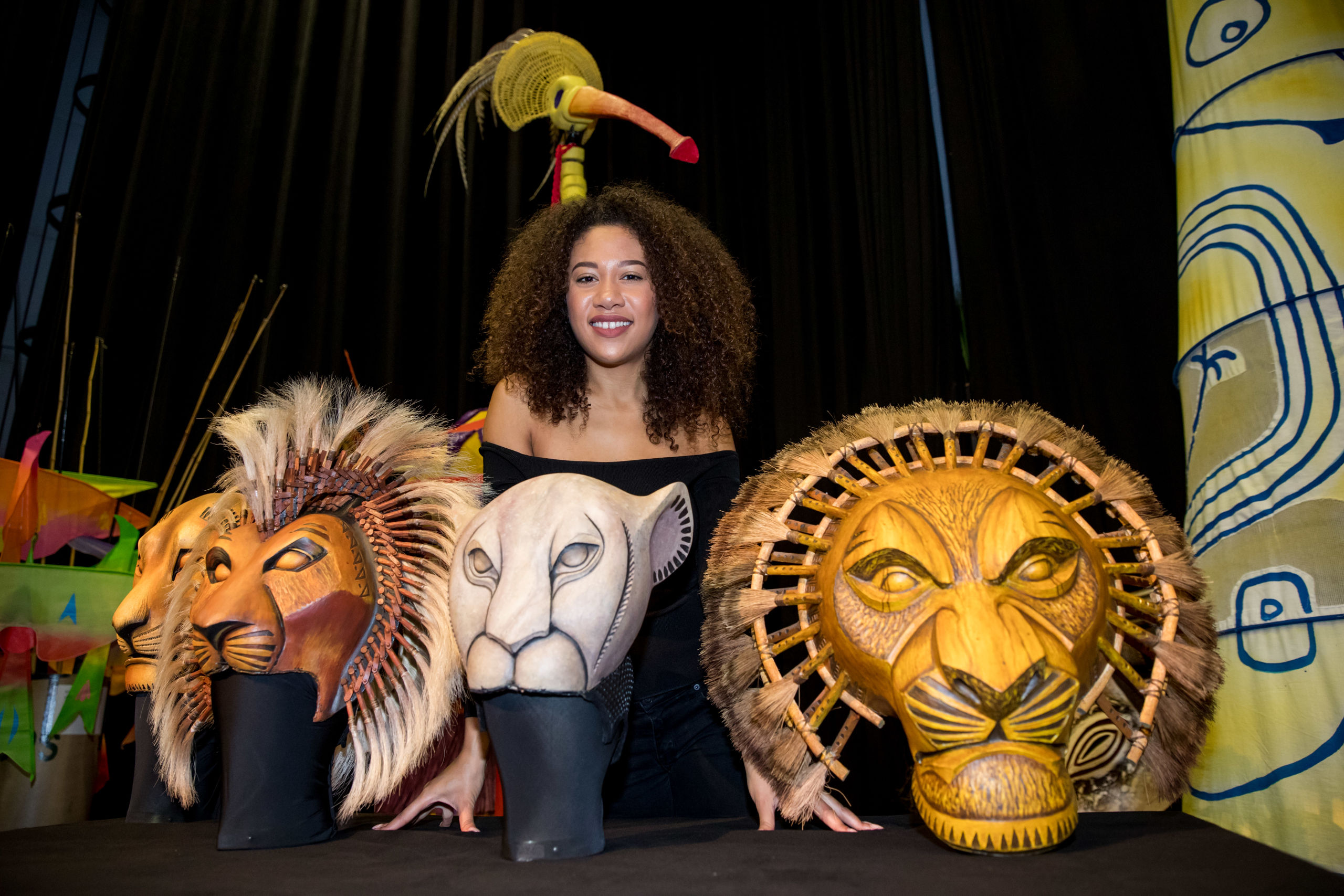 Gaia Aikman tijdens de castpresentatie van Disney's The Lion King. 