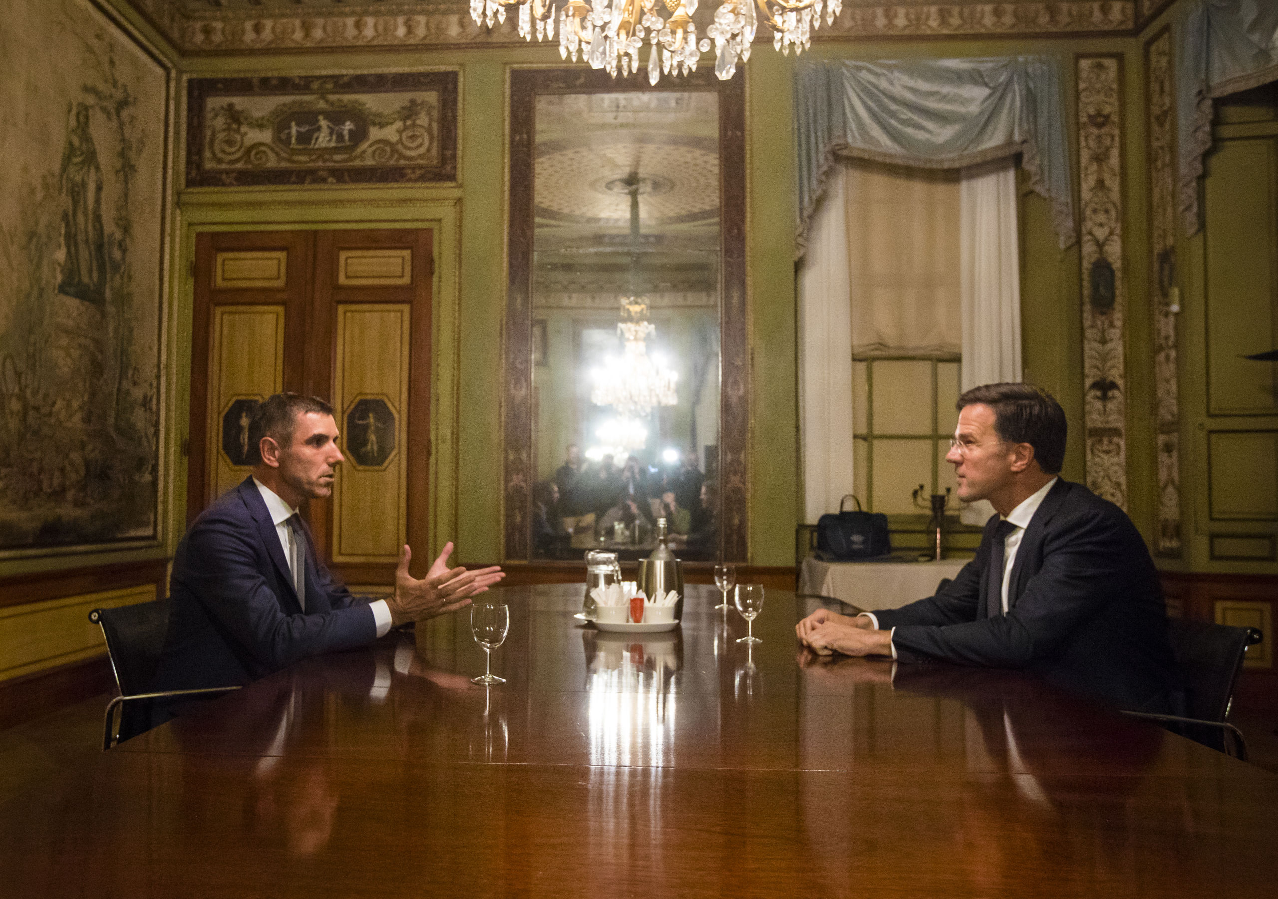 Paul Blokhuis (Christenunie) in de Stadhouderskamer voor een gesprek met formateur Mark Rutte.