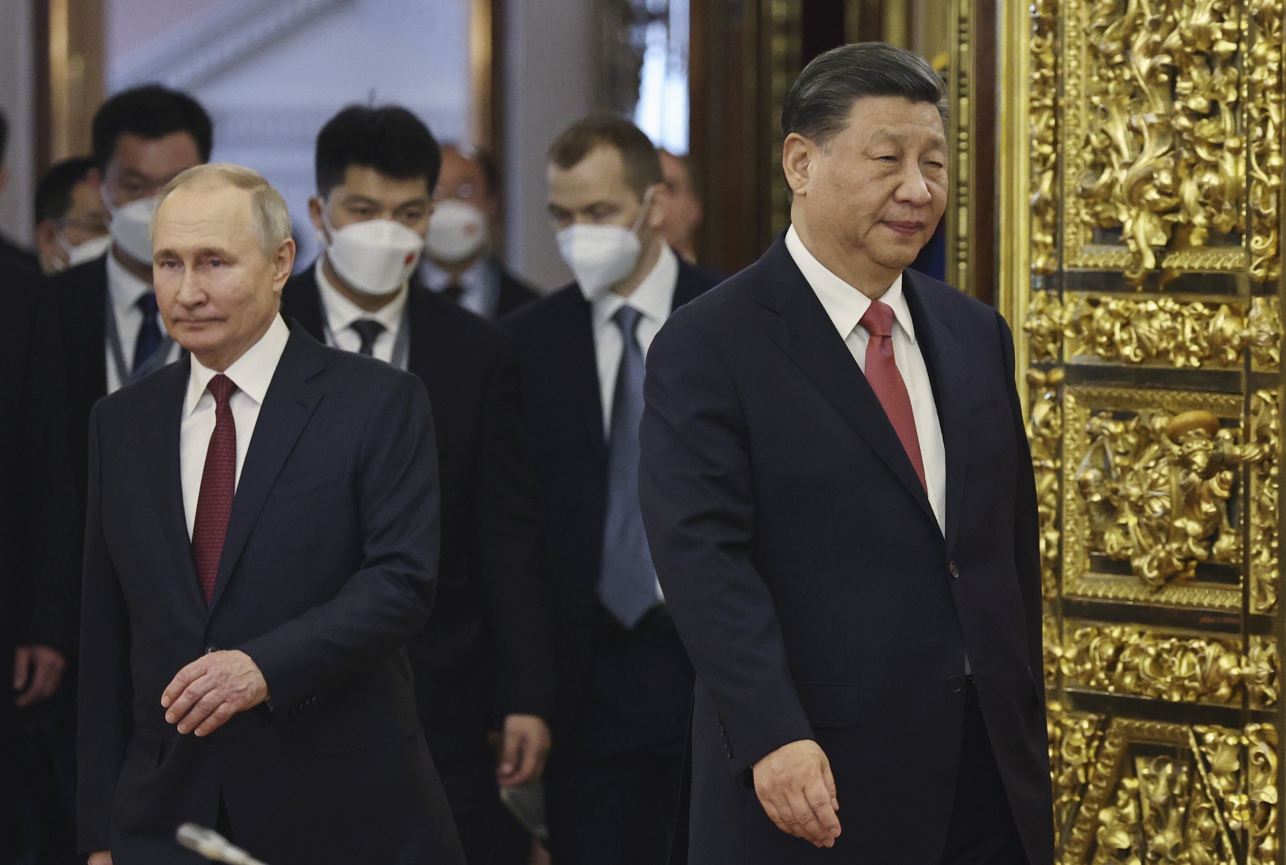 Il presidente russo Vladimir Putin e il suo omologo cinese Xi Jinping. 