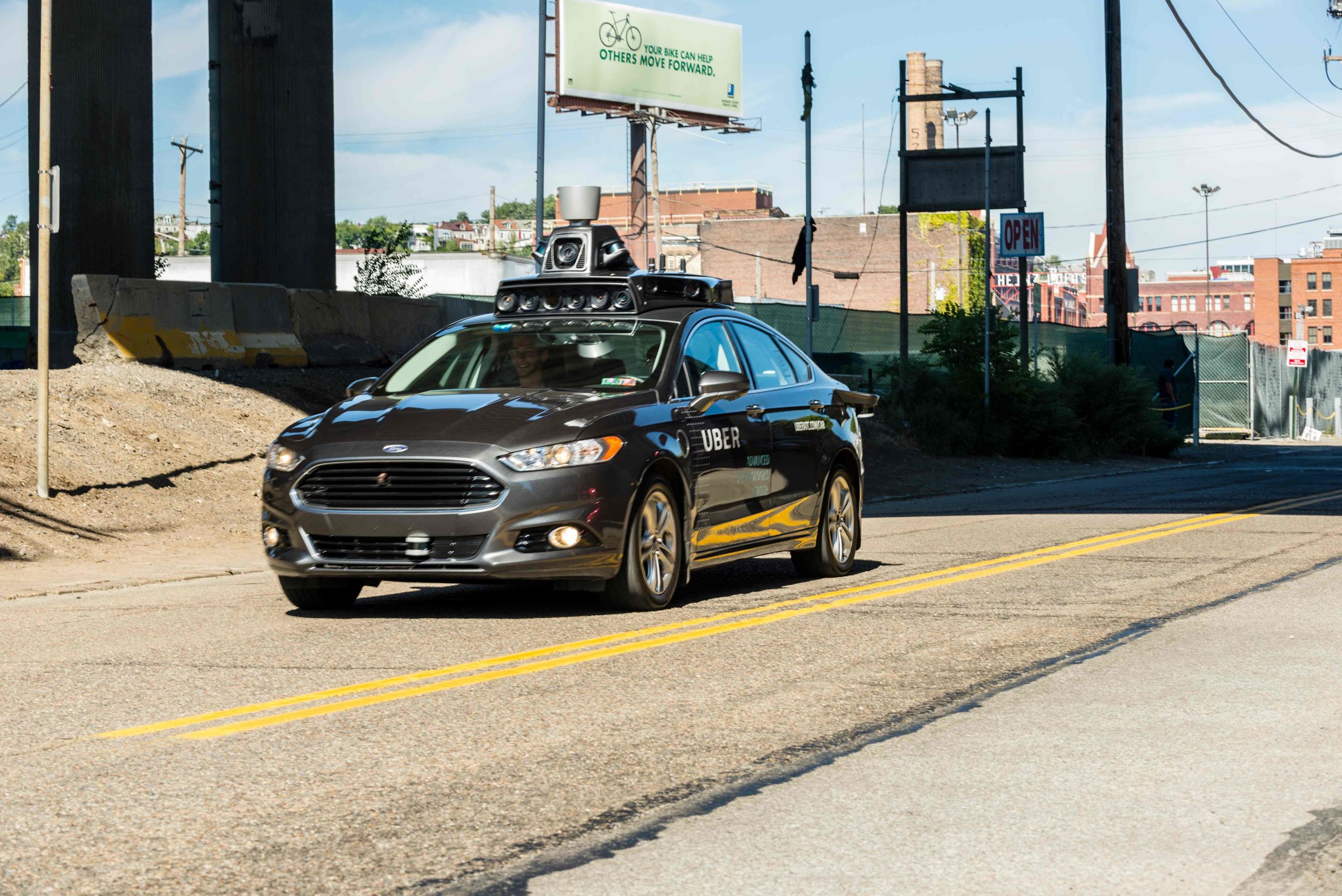 Proefmodel van een autonome Uber, het type auto dat het dodelijke auto veroorzaakte. 