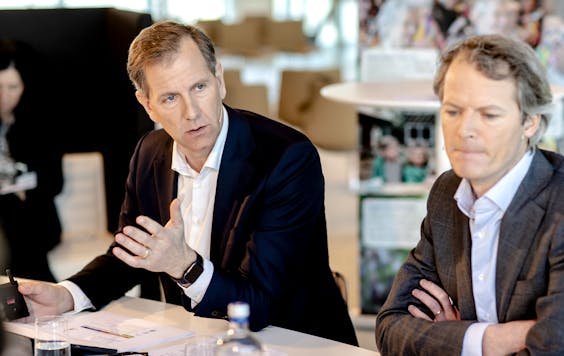 CEO Wiebe Draijer en CFO Bas Brouwers tijdens een toelichting op de financiële resultaten van 2018.
