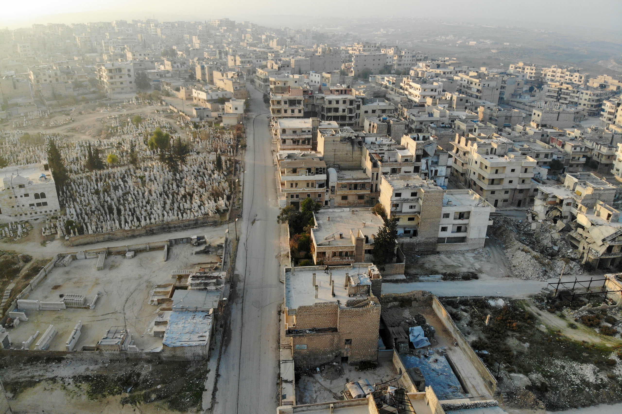 De uitgestorven stad Al-Numan in de provincie Idlib