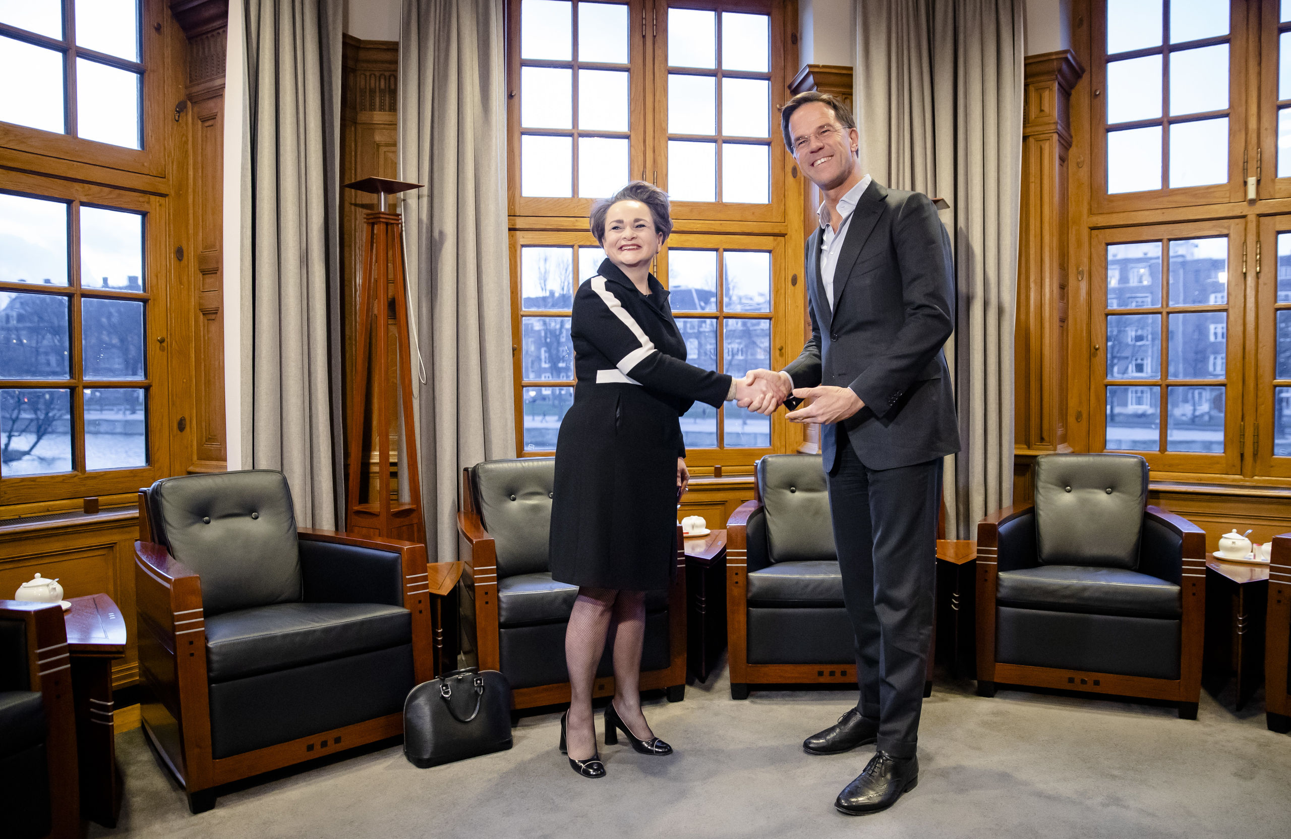 Premier Mark Rutte ontvangt Alexandra van Huffelen (D66), beoogd staatssecretaris van Financien.