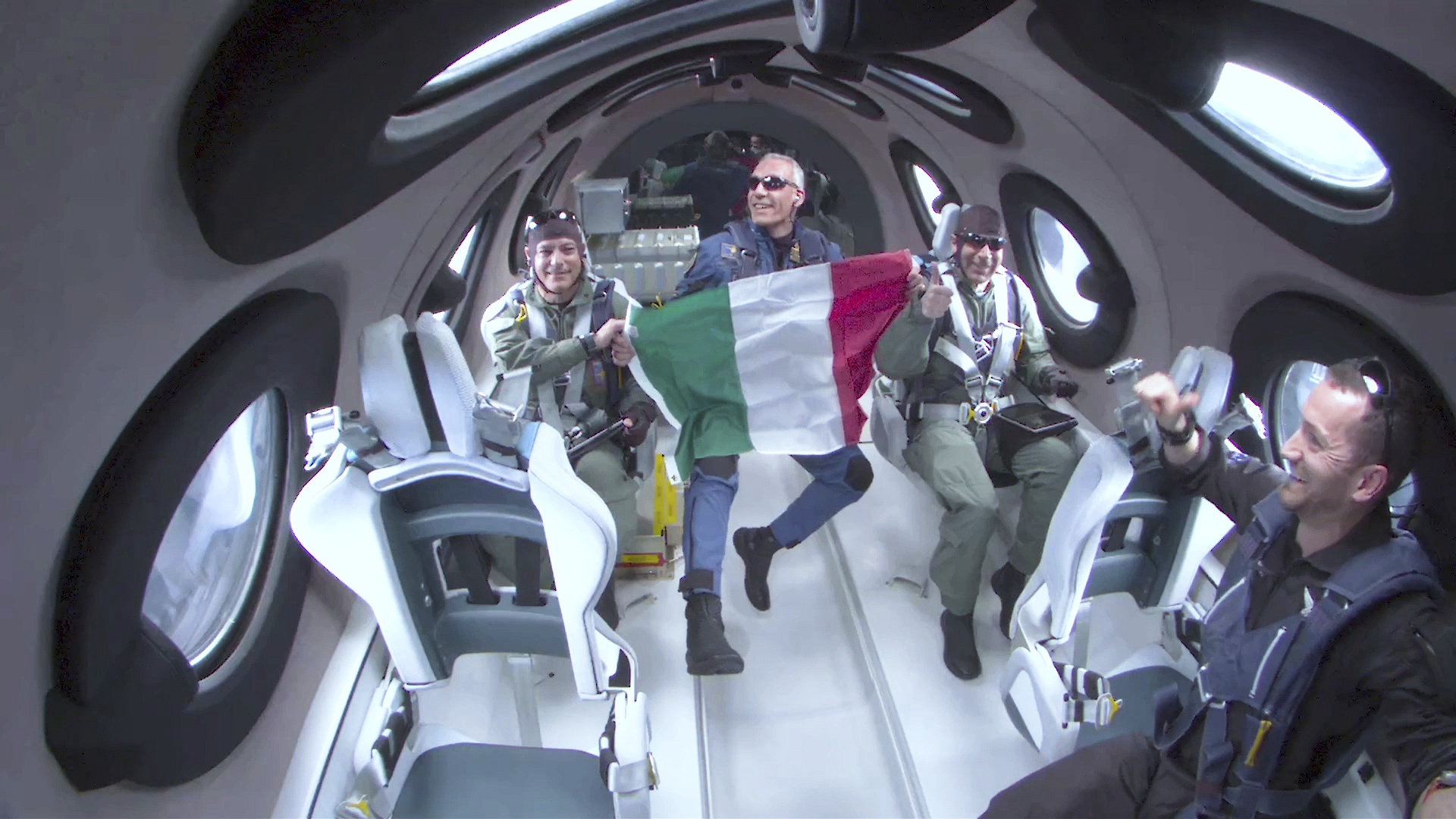 Aerospace company Virgin Galactic took paying customers into space for the first time on Thursday.  On board were three Italians who carried out research and carried the Italian flag at the highest point.