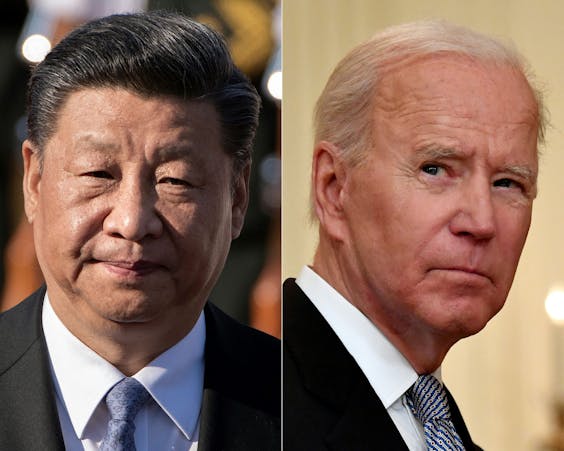 Xi Jinping en Joe Biden.