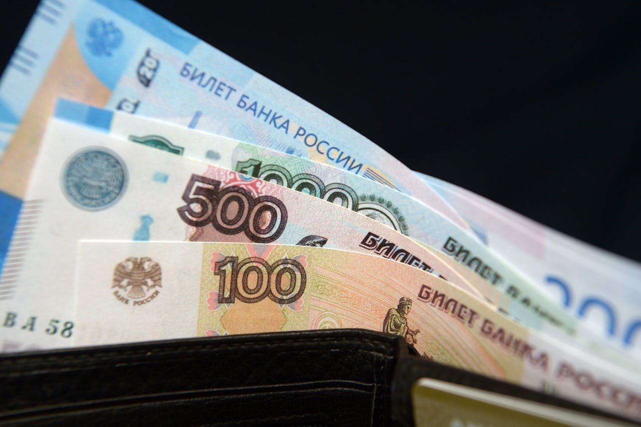 The Russian ruble, or rouble, the official currency of the Russian Federation.