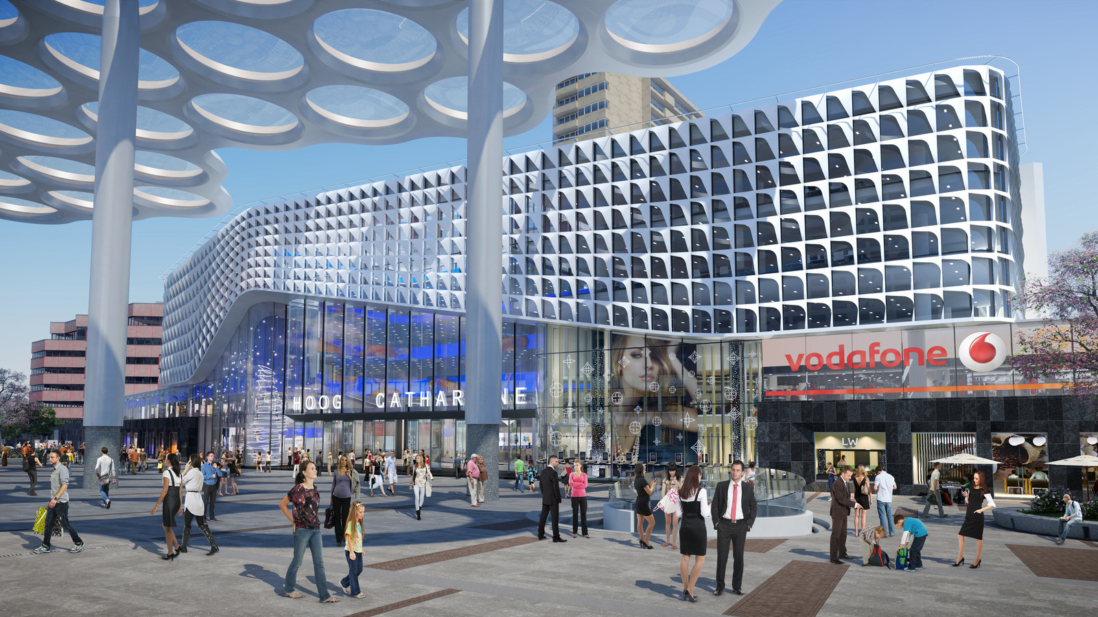 Het nieuwe hoofdkantoor van Vodafone/Ziggo in Utrecht bij het Centraal Station