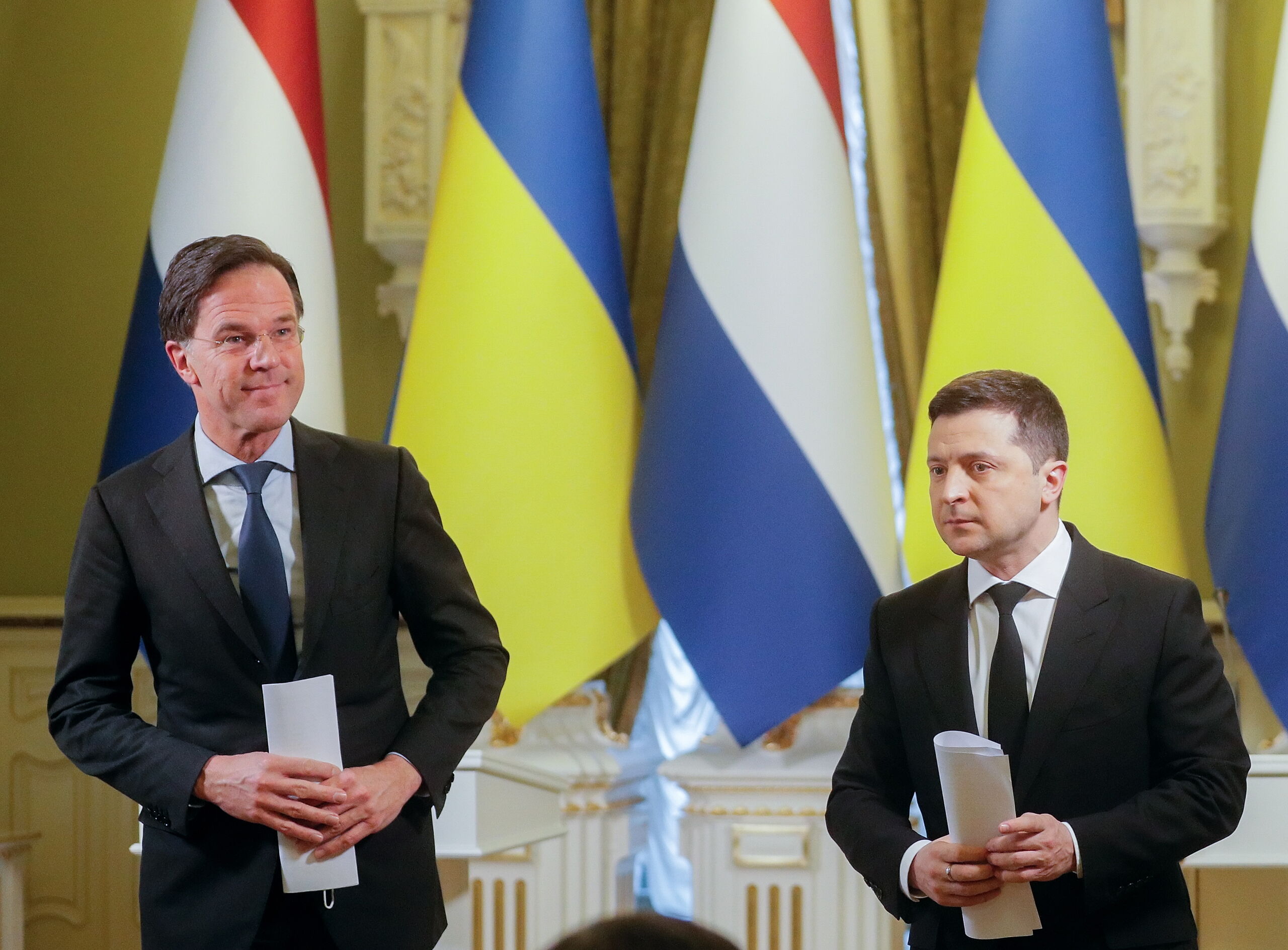 Premier Mark Rutt en de Oekraiense president Volodymyr Zelensky 