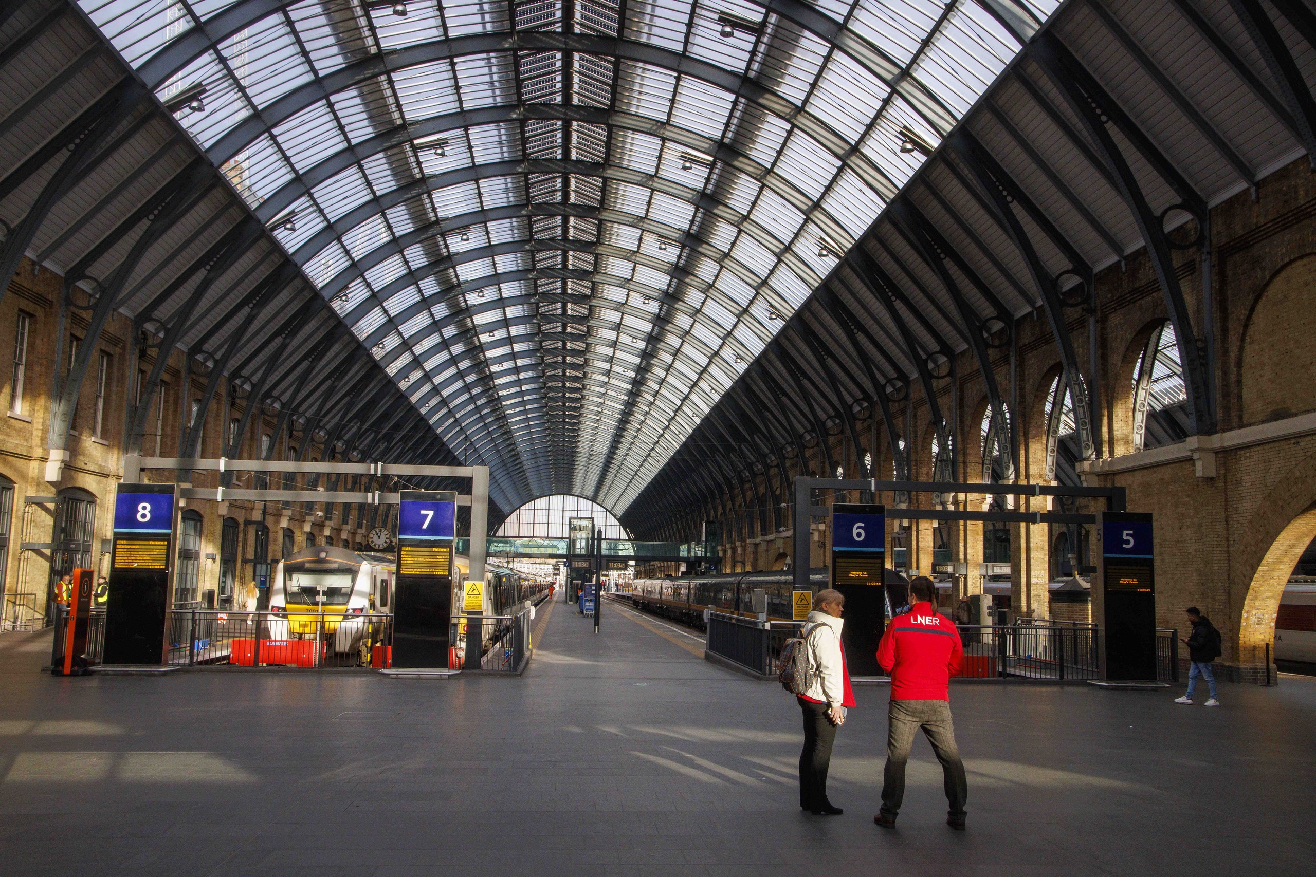 London's virtually extinct King's Cross station.  UK commuters are once again facing nationwide train strikes today, Bloomberg reports. 