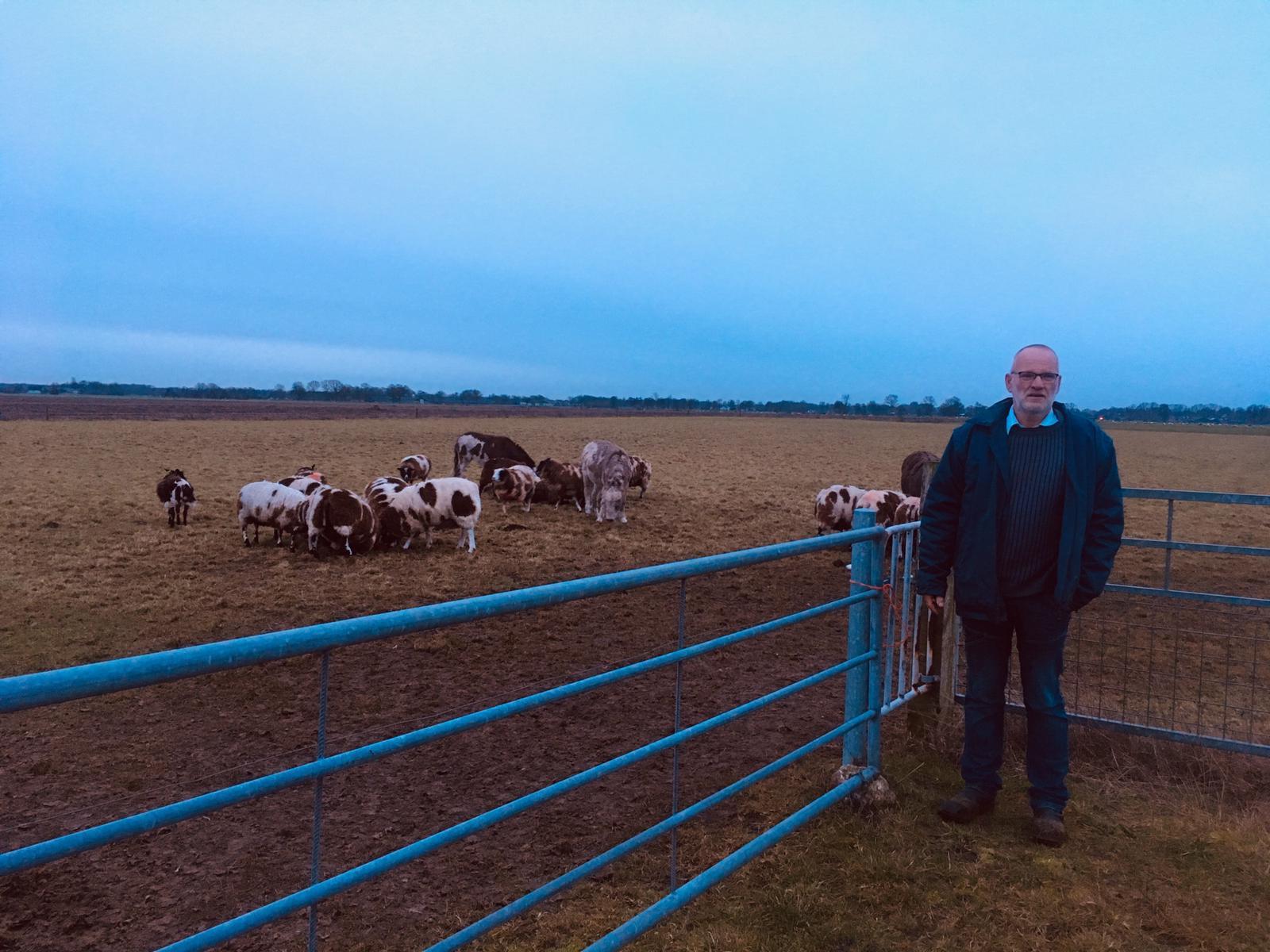 Boer Laurens Krol. Met zijn schapen. En de ezels die de wolf op afstand moeten houden.