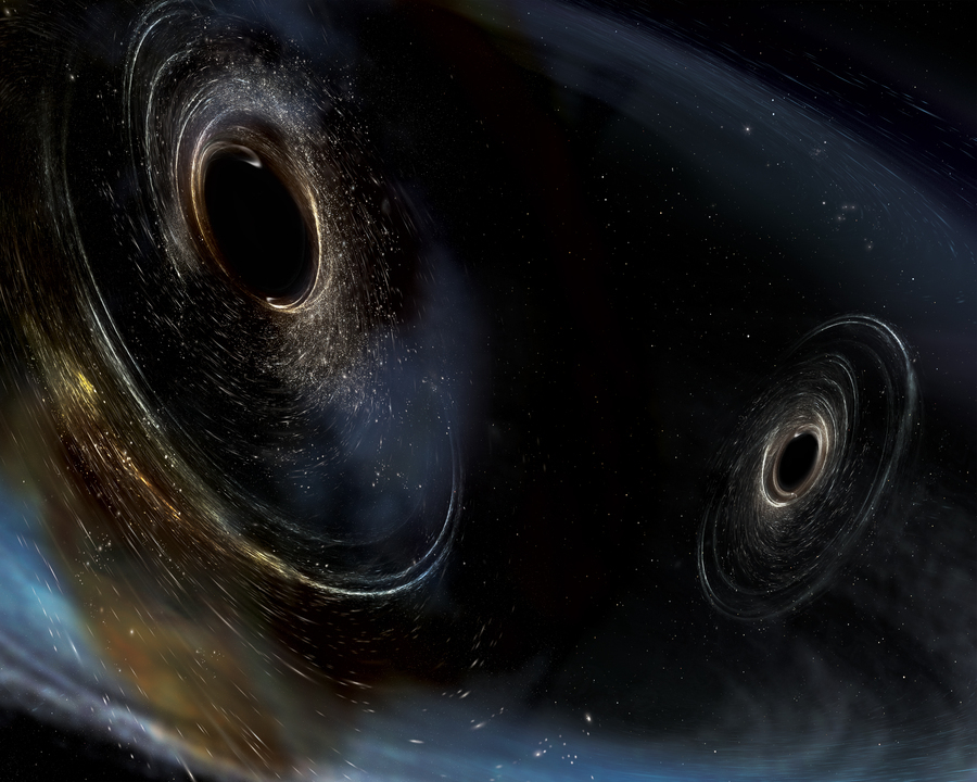 Artist's conception shows two merging black holes similar to those detected by LIGO