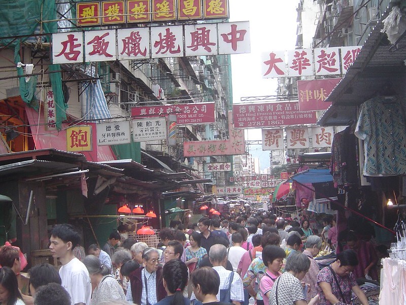 Drukke straat in China
