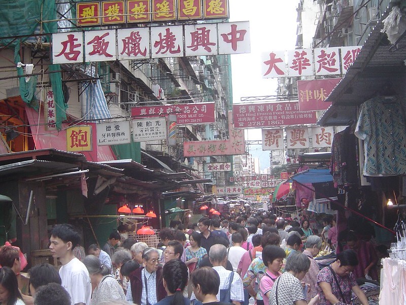 Drukke straat in China