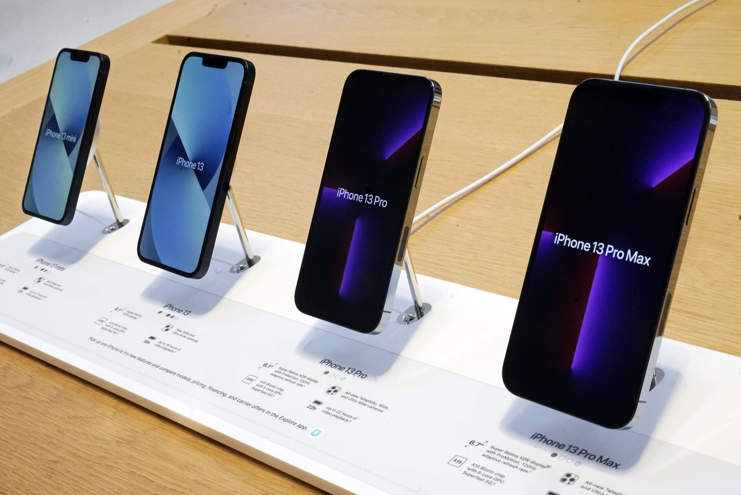 De versies van het nieuwste model, de Iphone 13.