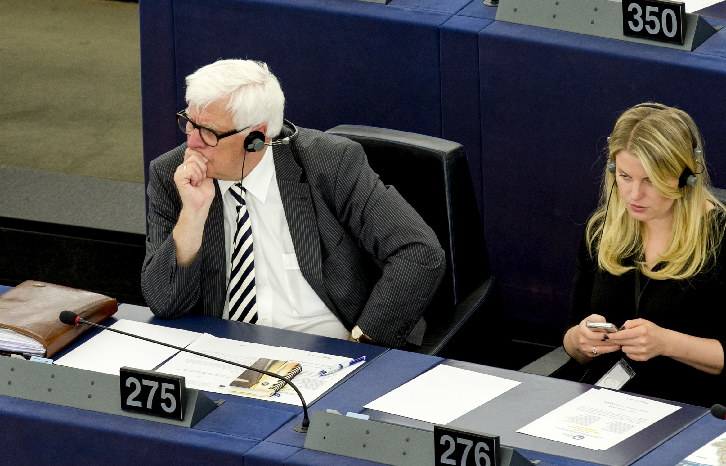 Bas Belder, Europarlementariër van de SGP, in de plenaire zaal van het Europees parlement in Straatsburg.