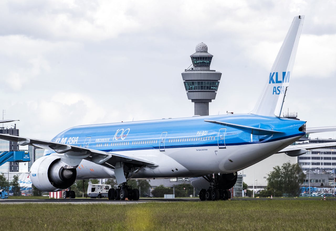 Toestellen van de KLM op luchthaven Schiphol