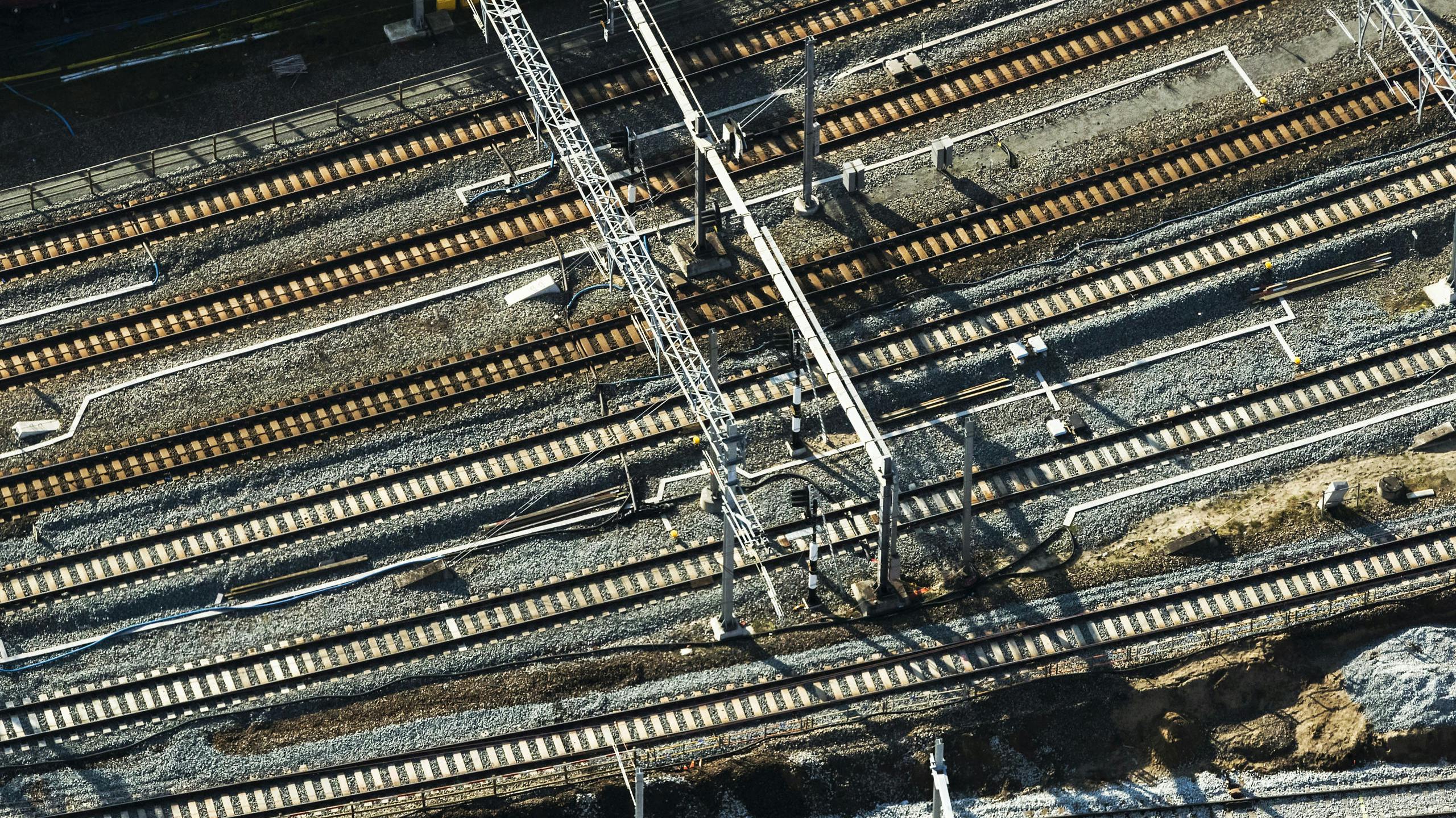 Luchtfoto van de spoorvernieuwing rondom treinstation Utrecht Centraal