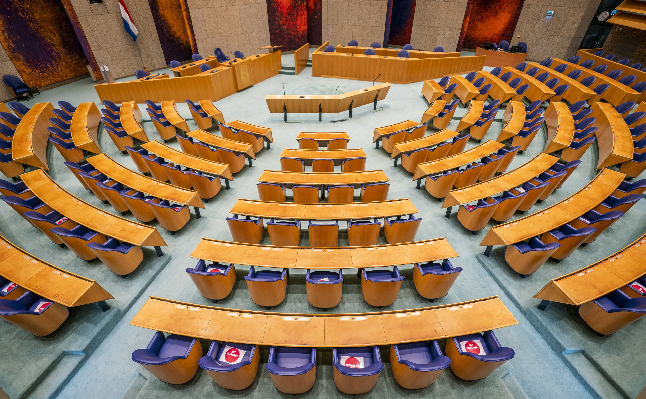 De plenaire zaal van de Tweede Kamer 
