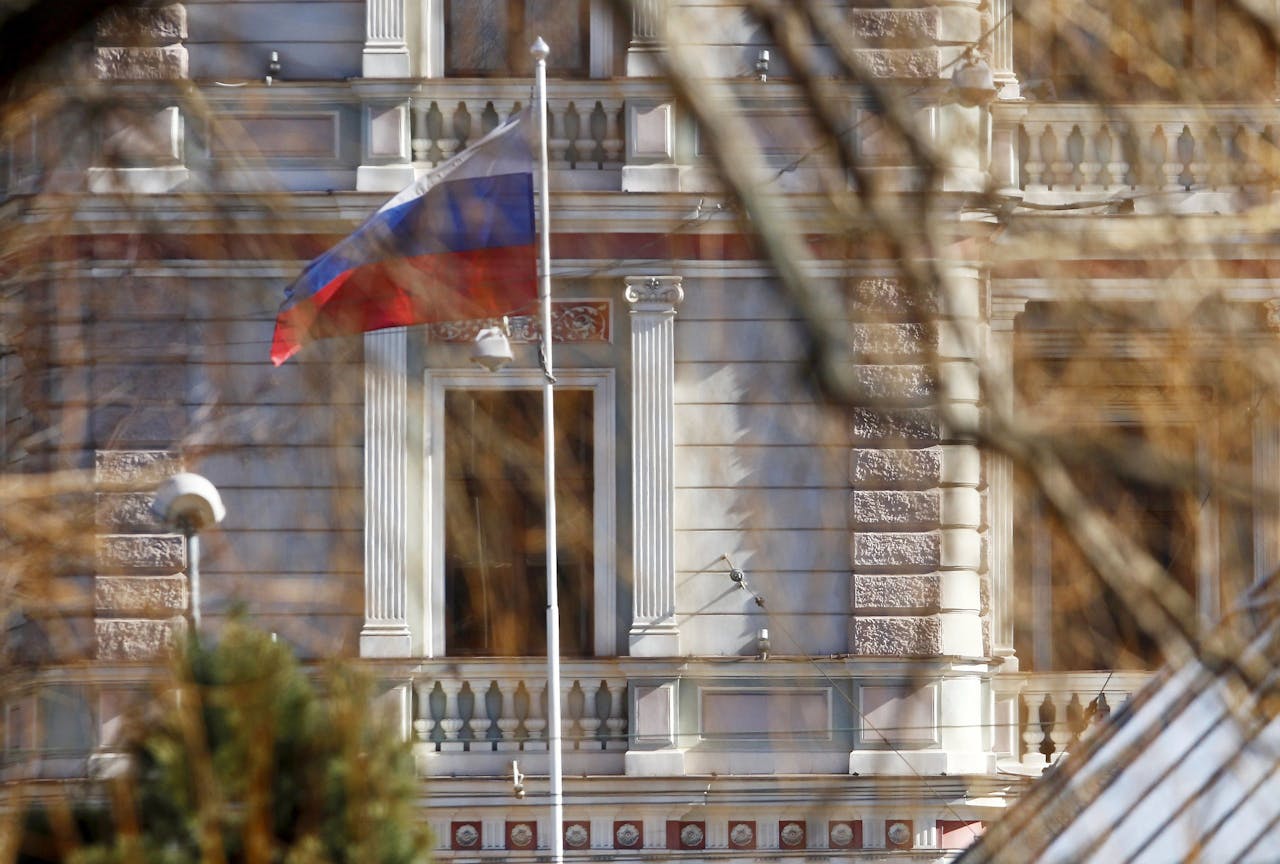 De Russische ambassade in Riga, Letland.