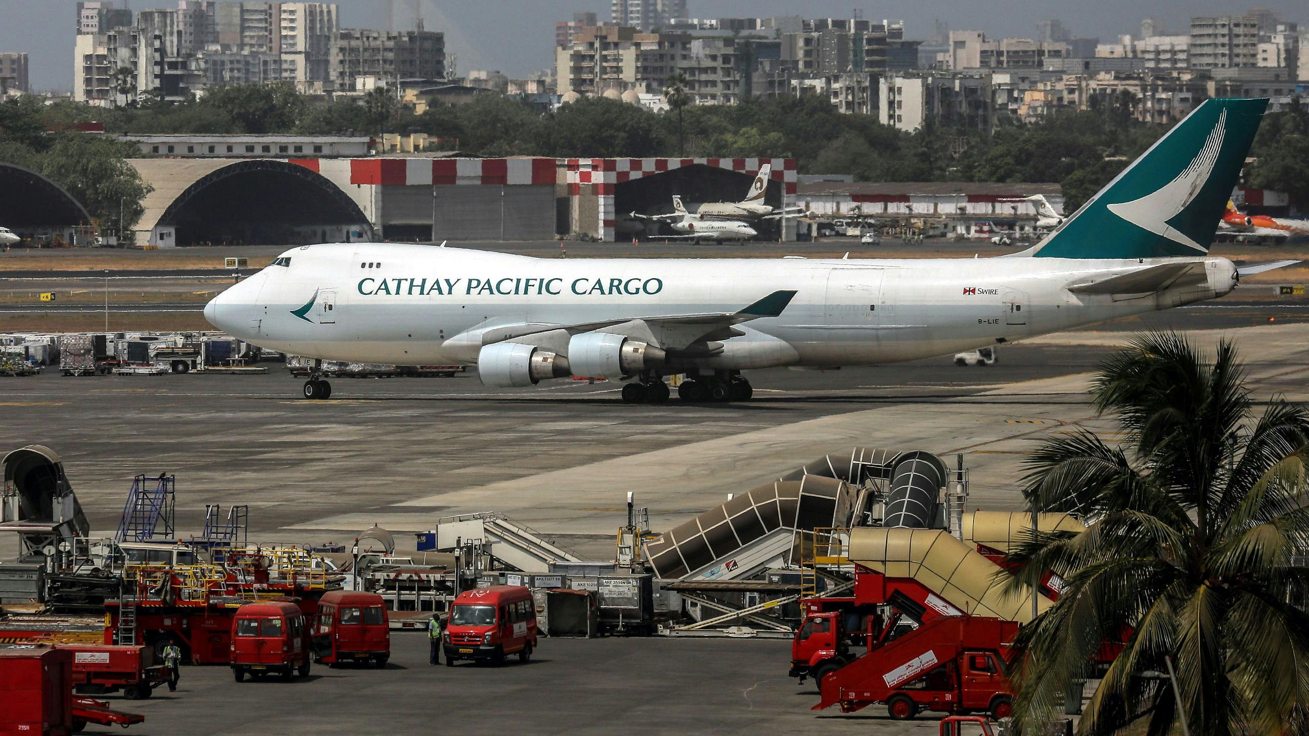 Een vliegtuig van Cathay Pacific Cargo 