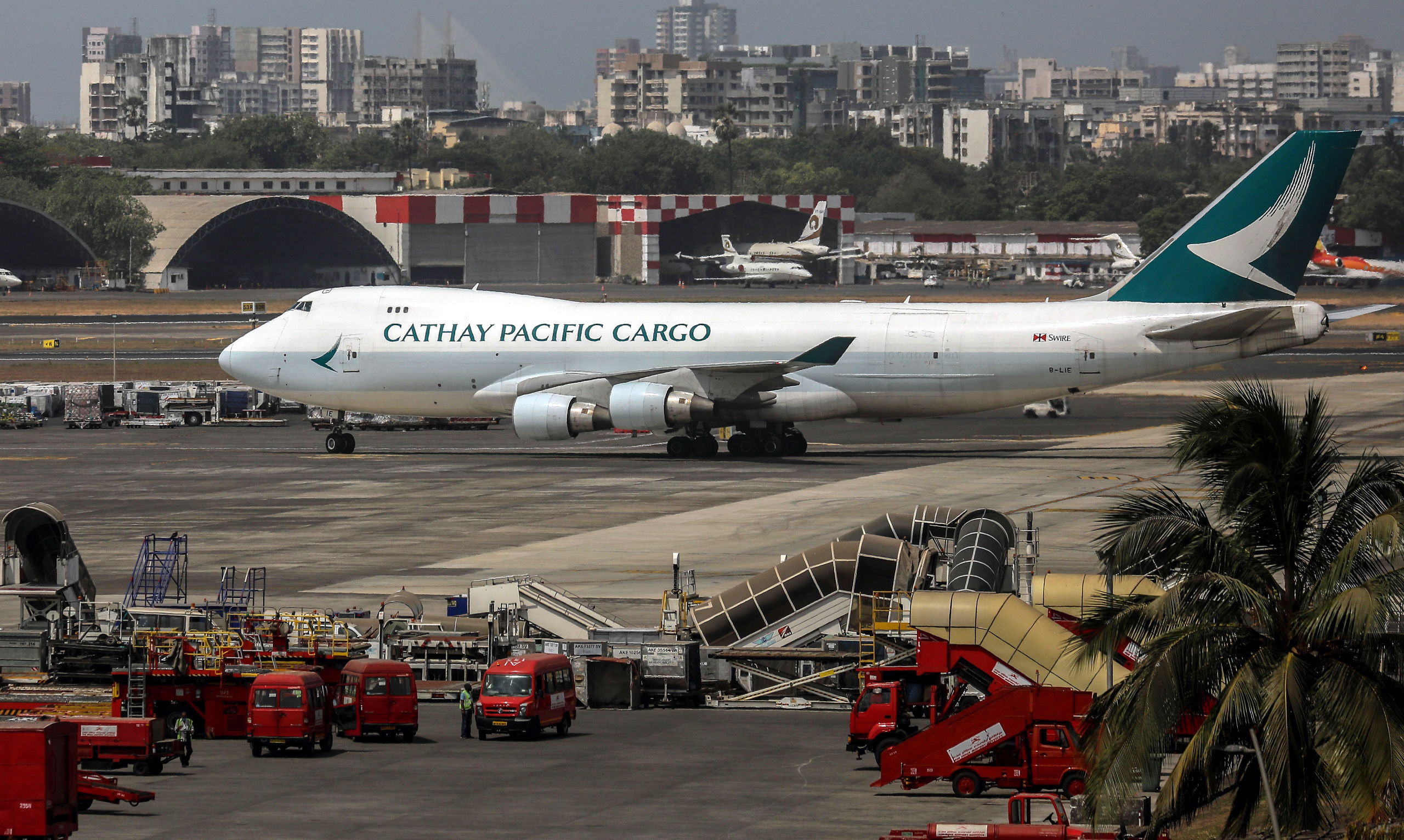 Een vliegtuig van Cathay Pacific Cargo 