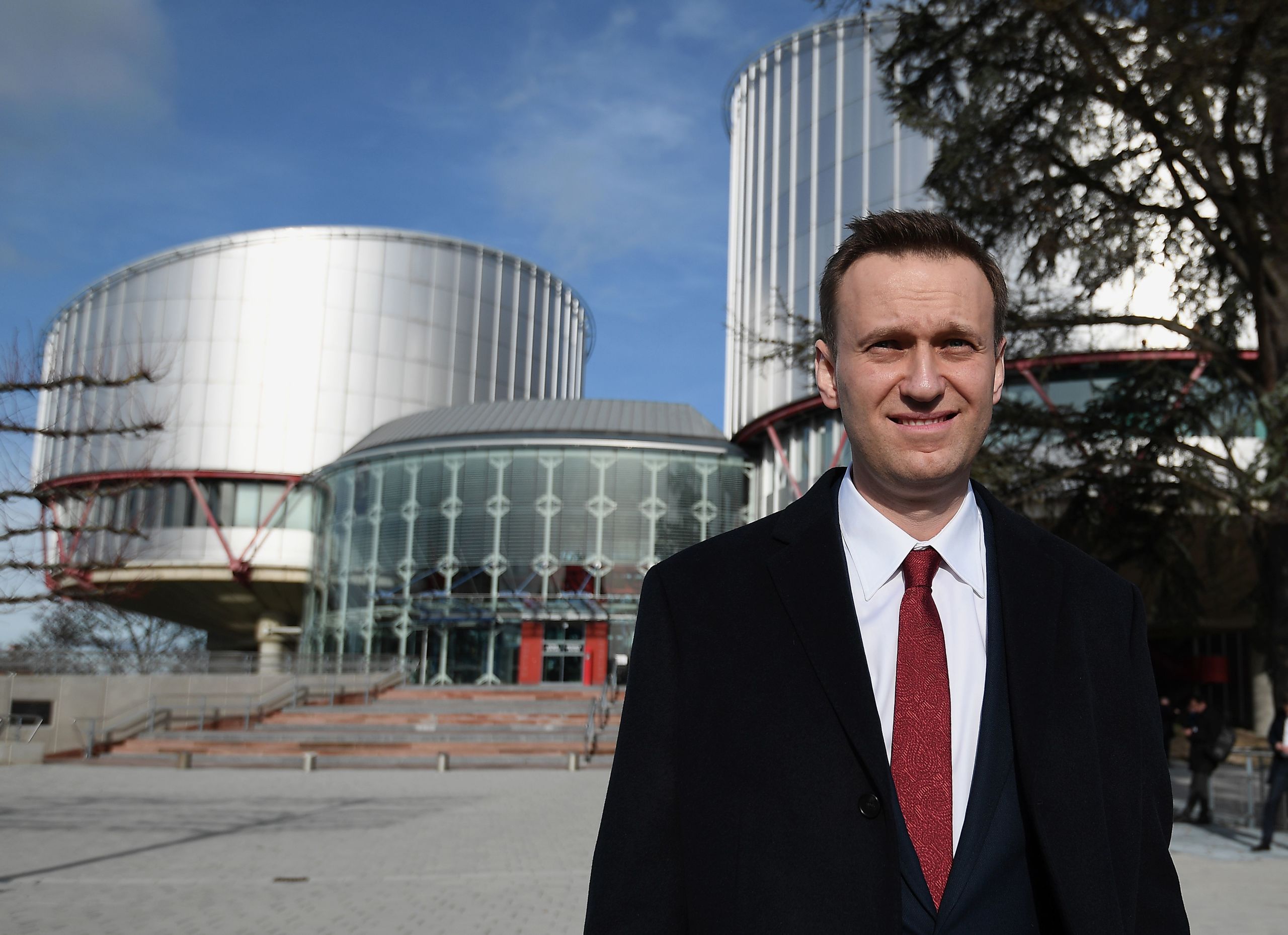 Navalny bij het Europees Hof voor de Rechten van de Mens. 