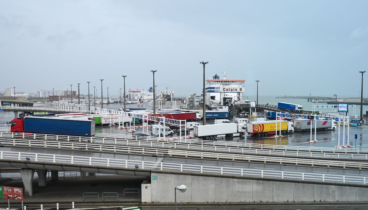 2019-09-24 12:55:40 A picture taken on September 24, 2019 during a day of test in case of Brexit shows a view of the terminal Ferry in Calais, northern France. French customs officials on Tuesday carried out their third dress rehearsal for a no-deal Brexit in as many weeks, submitting trucks in Calais to border checks, which exporters fear could act as a brake on cross-Channel trade. DENIS CHARLET / POOL / AFP