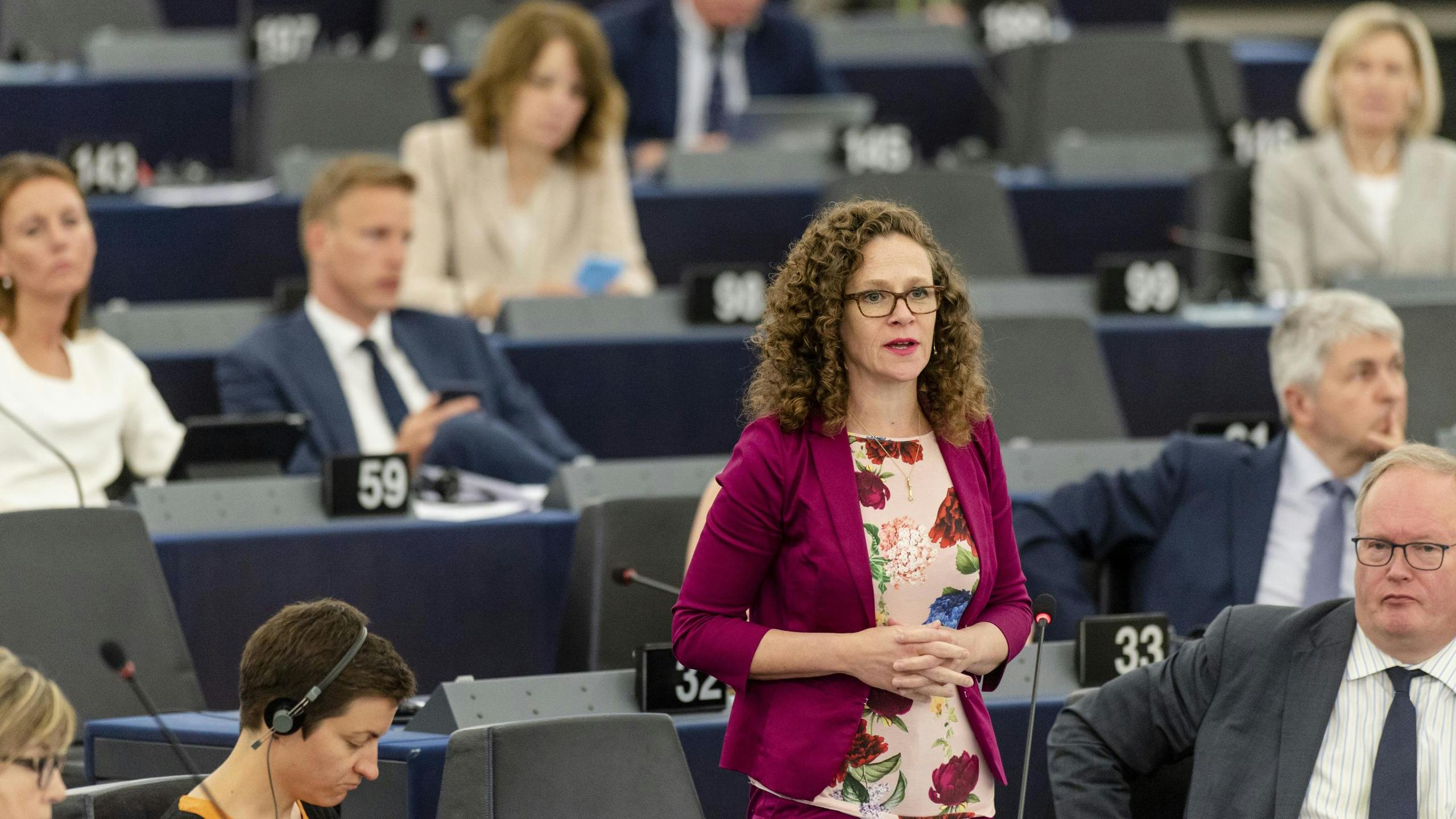 Sophie in 't Veld spreekt in het Europees Parlement tijdens een toespraak van Minister-president Mark Rutte over de Nederlandse visie op de toekomst van de Europese Unie. ANP JONAS ROOSENS