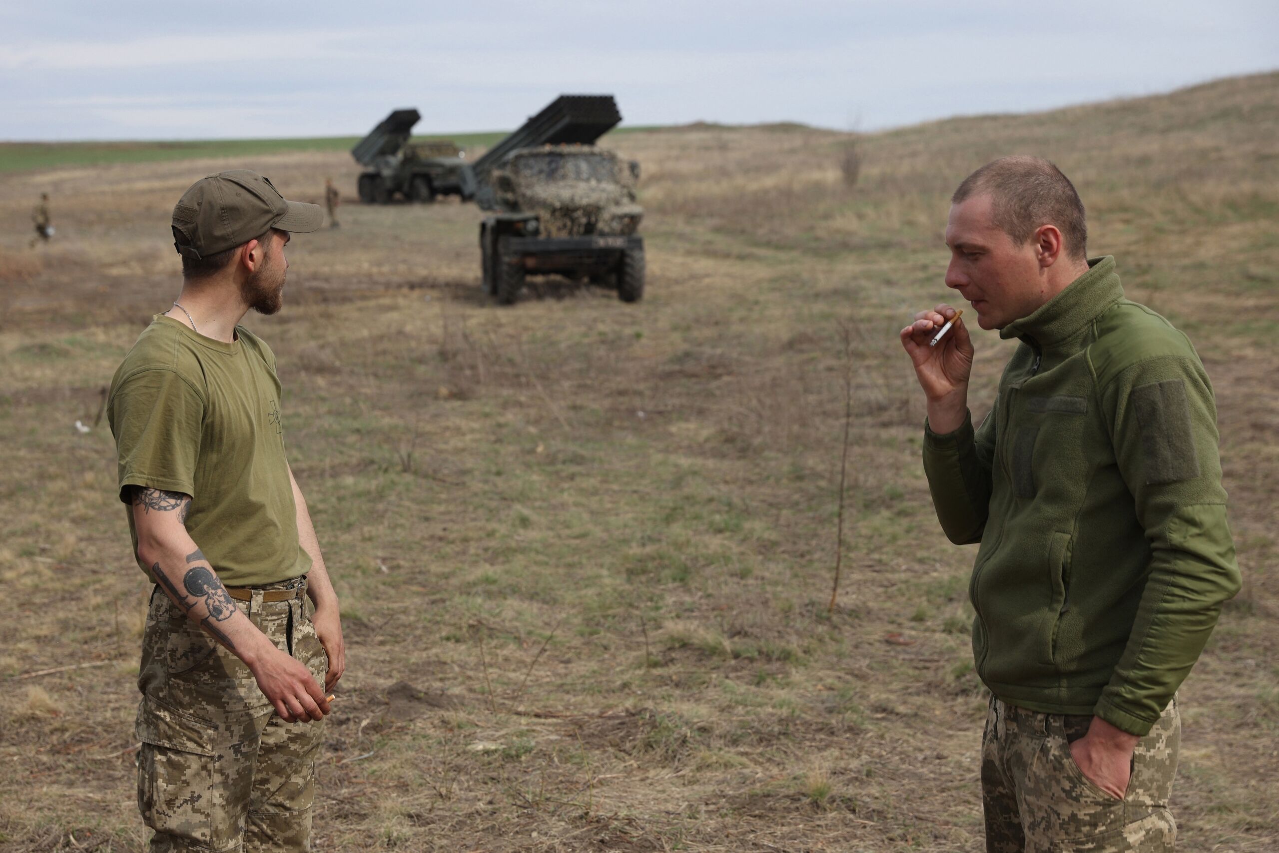 Oekraiense militairen nabij Loehansk, Donbas 