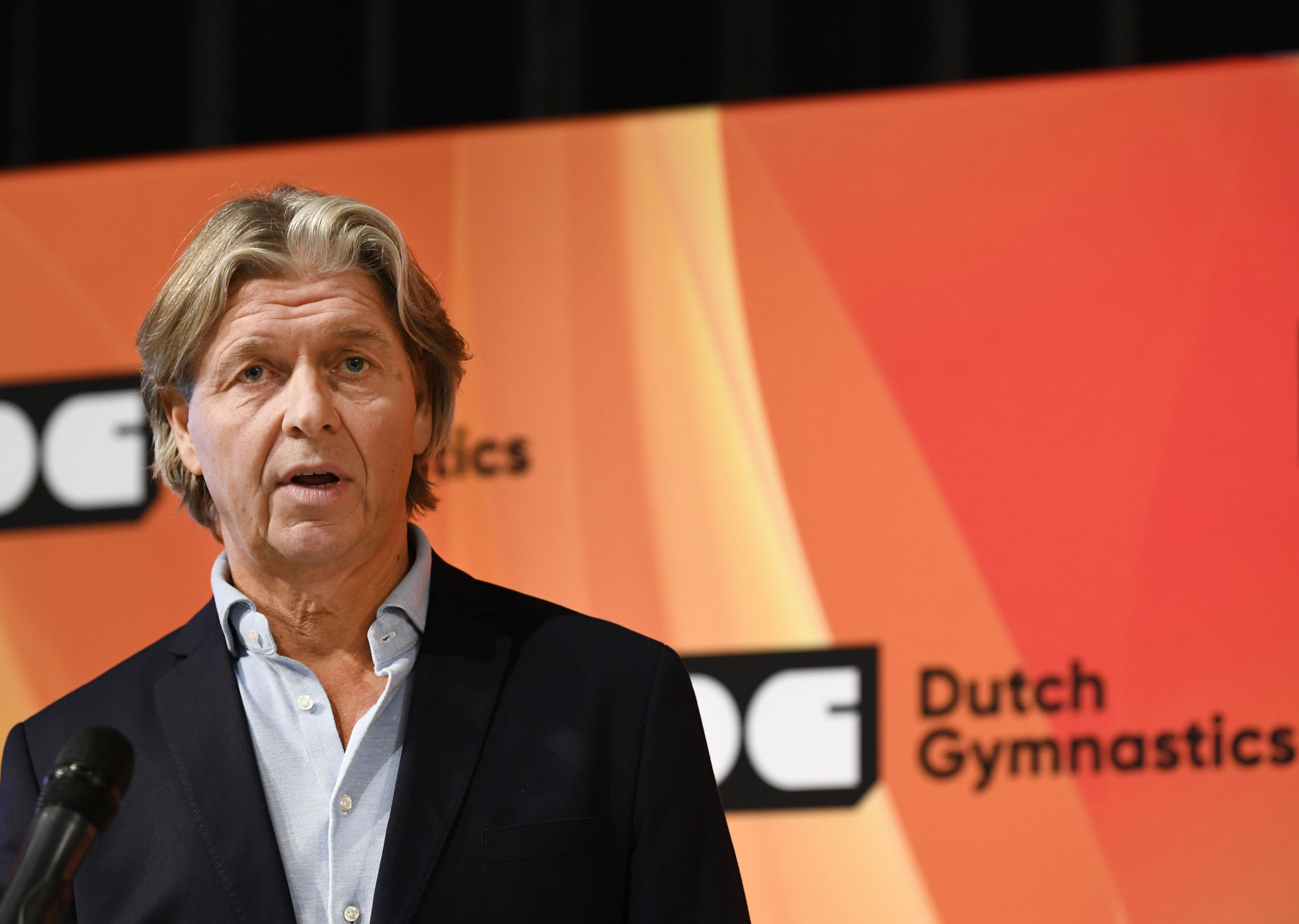Technisch directeur Mark Meijer van de KNGU tijdens de persbijeenkomst