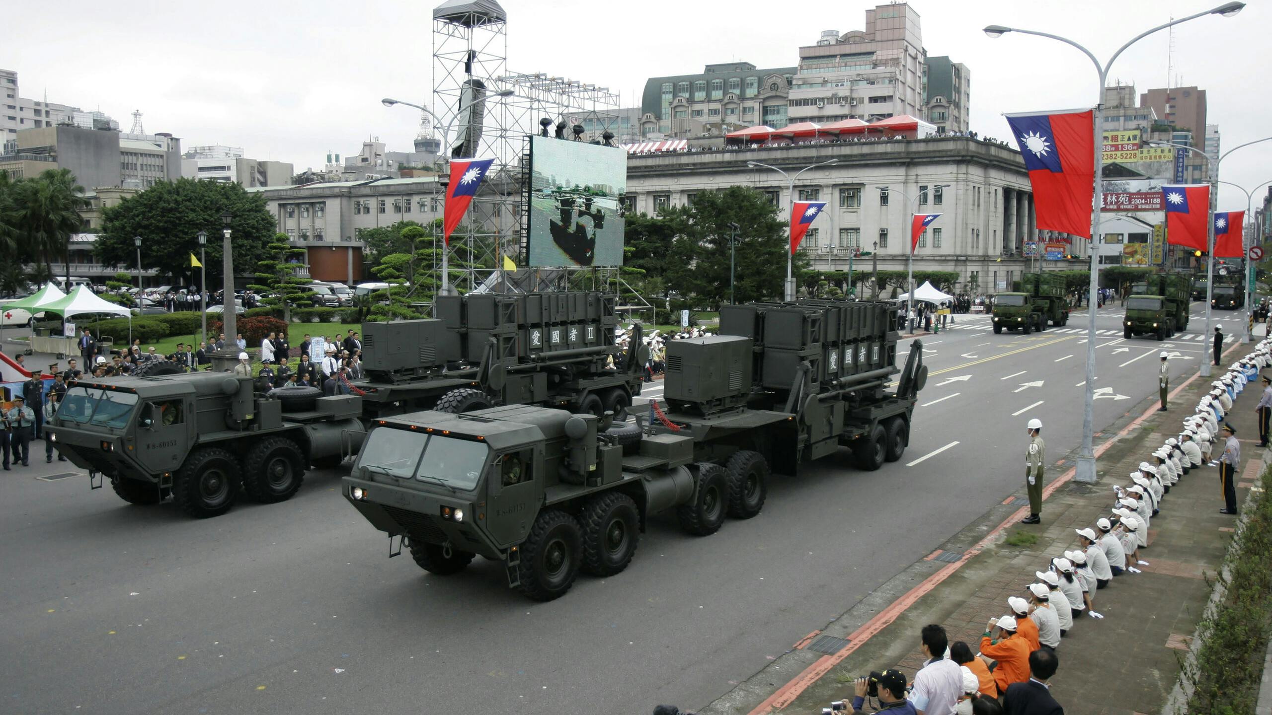Taiwanese raketten van Amerikaanse makelij in de Taiwanese hoofdstad Taipei.