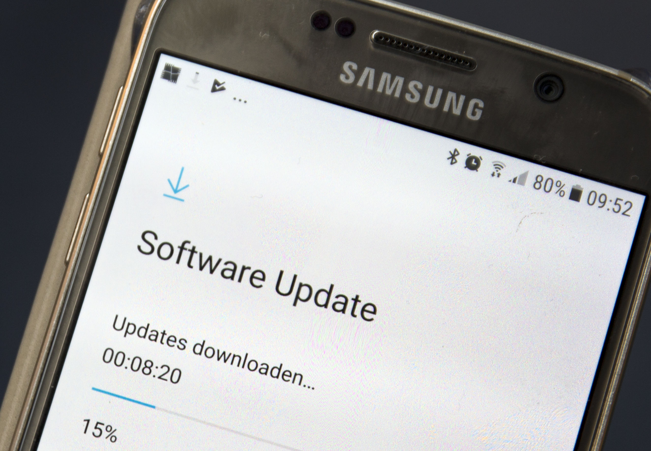 Een update van een smartphones met het Android besturingssysteem.