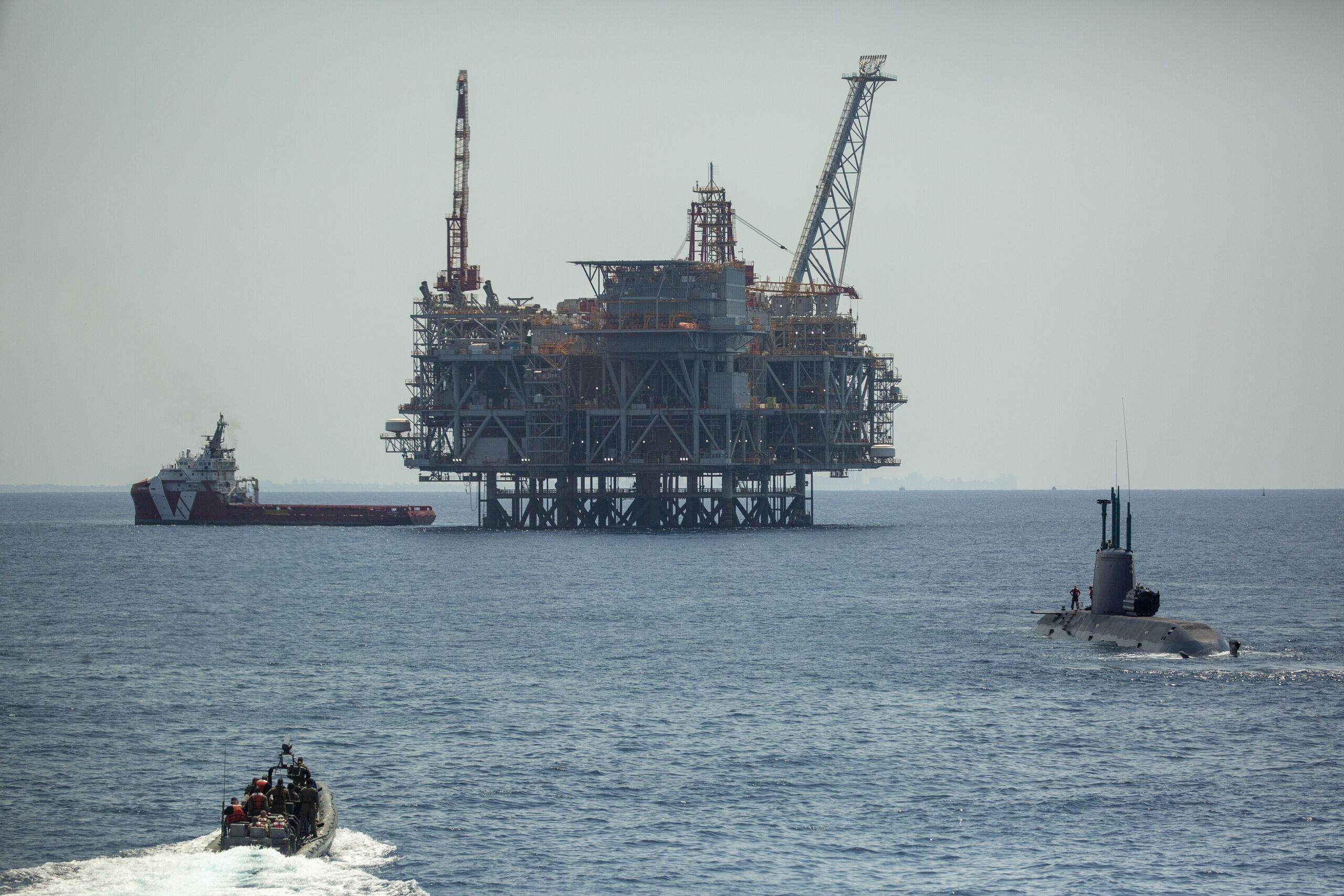 Een boorplatform in Israël's Leviathan gasveld.