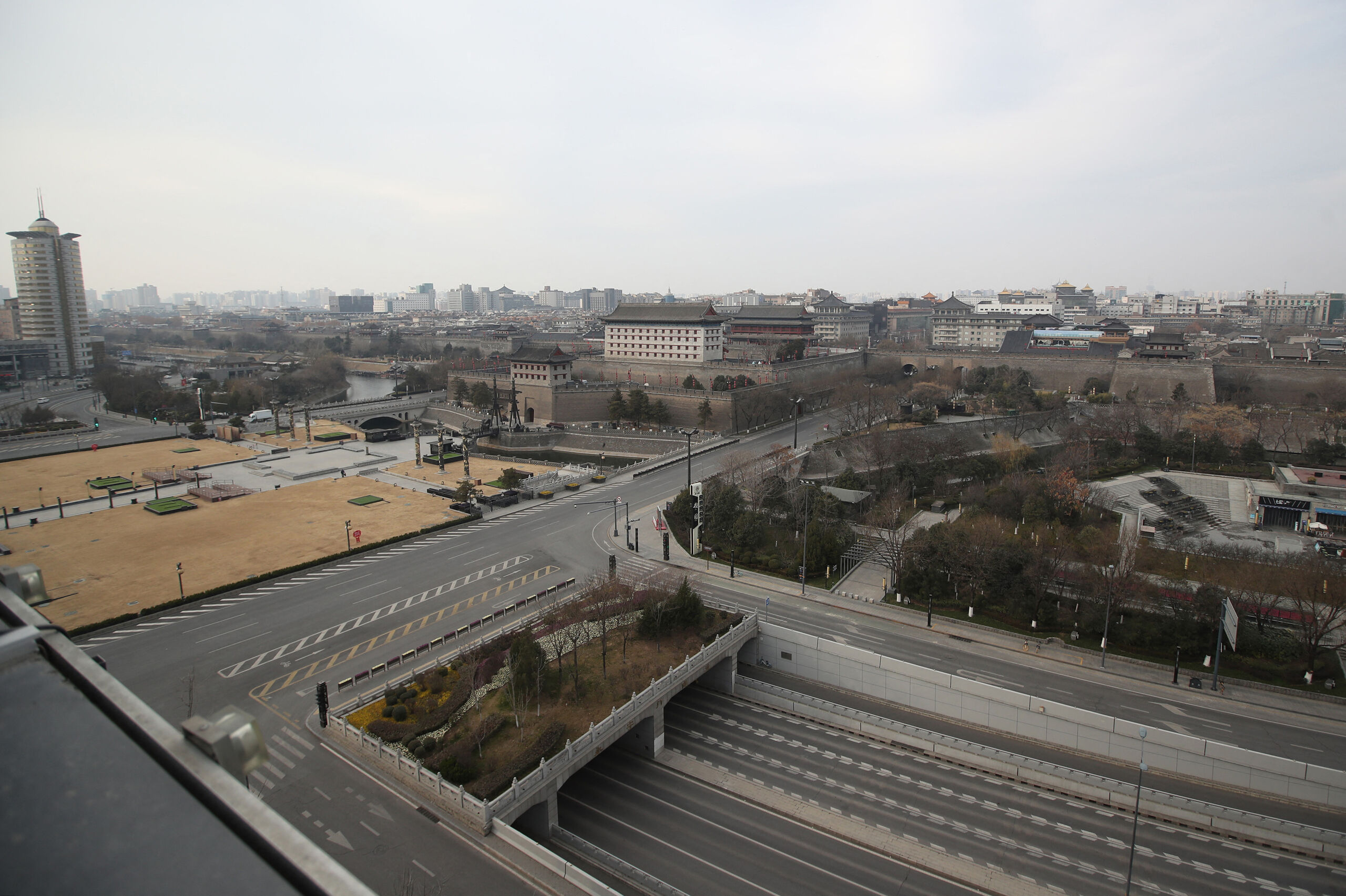 Lege straten in miljoenenstad Xi'an