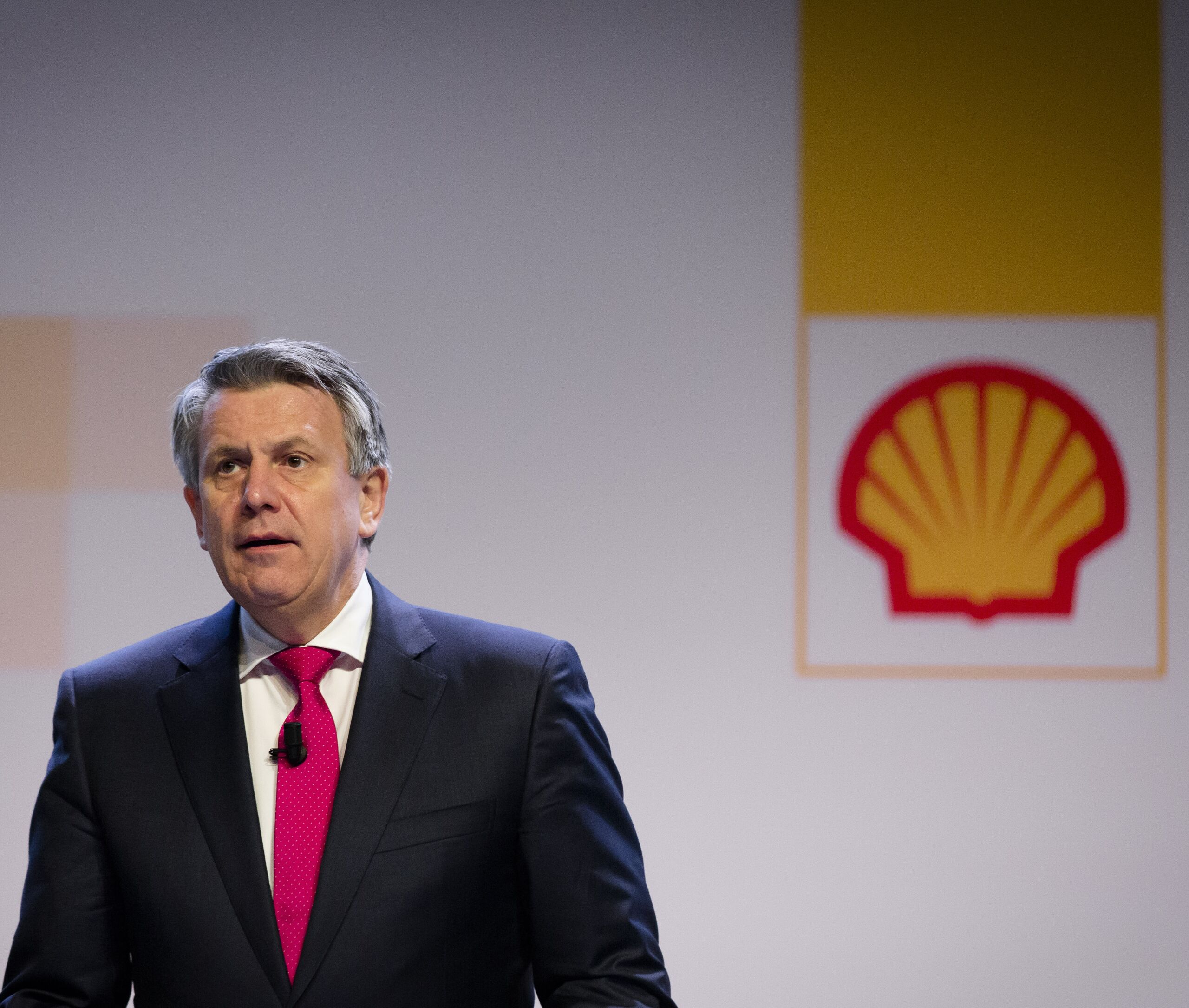 Ben van Beurden, CEO van Shell bij een aandeelhoudersvergadering in 2016