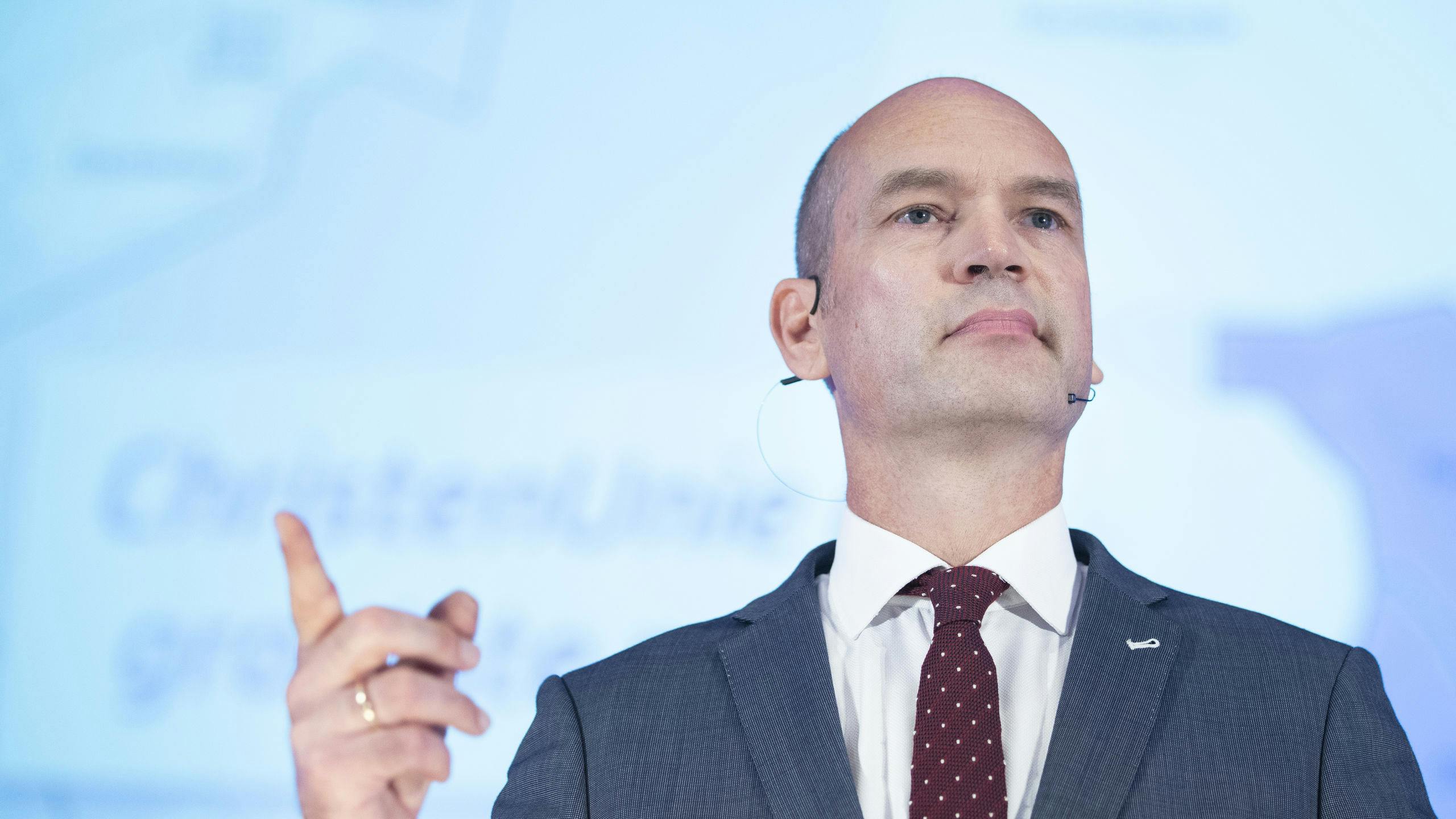 Partijleider en fractievoorzitter Gert-Jan Segers tijdens een toespraak op het partijcongres van de ChristenUnie in Lunteren. ANP JASPER JUINEN