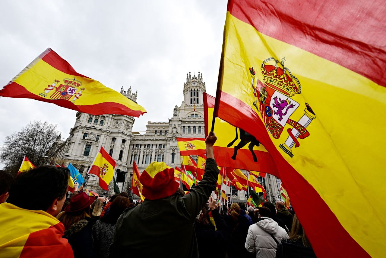 Een grote demonstratie afgelopen weekend in Madrid, georganiseerd door de extreem-rechtse partij Vox tegen de regering vanwege de toenemende prijsstijgingen.